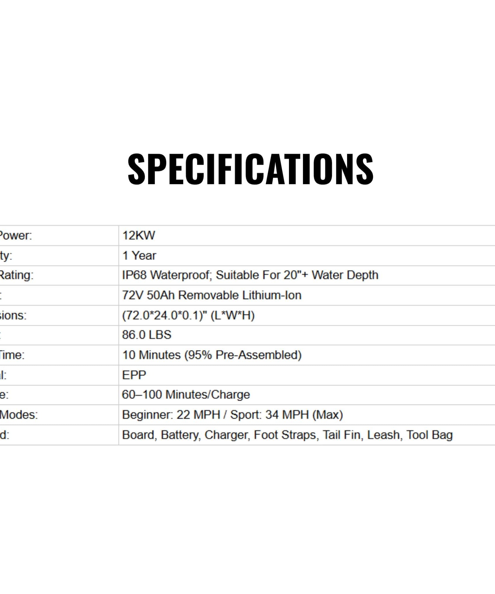 JHS Premium Dual-Speed 12KW Self-Powered Electric Motorized Surfboard (SAK63184)
