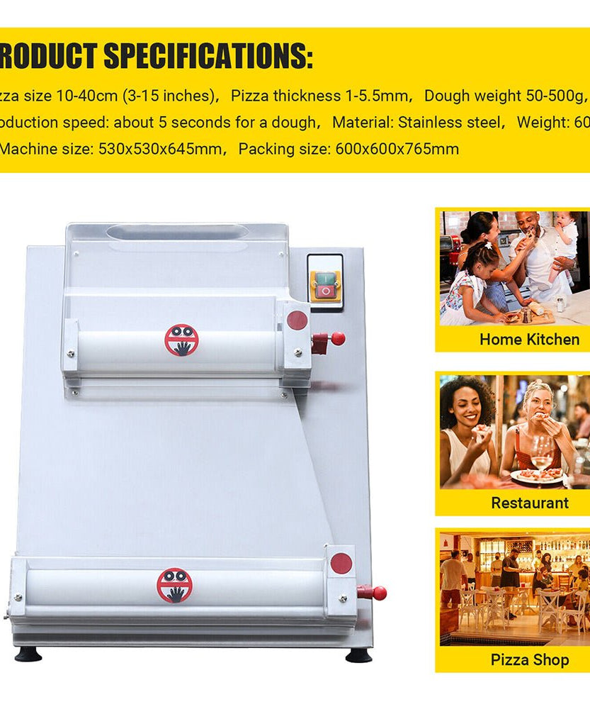 Premium 16-Inch Electric Commercial Pizza Dough Roller Pastry Sheeter Press Machine (SAK83627)