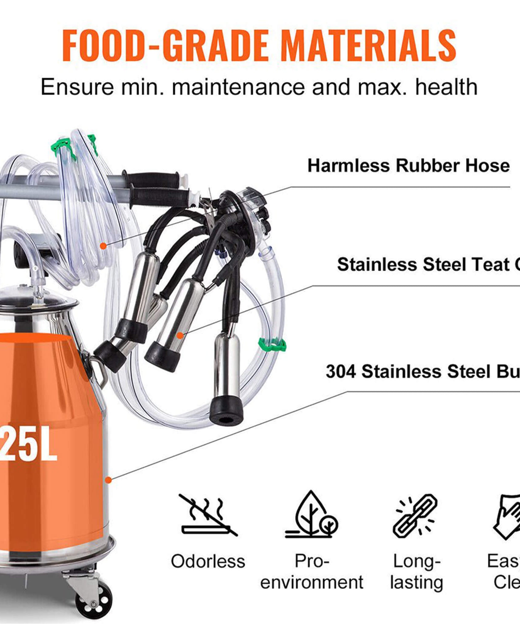 Premium Electric Cow Goat Milking Machine With Milk Bucket, 25L (SAK83260)