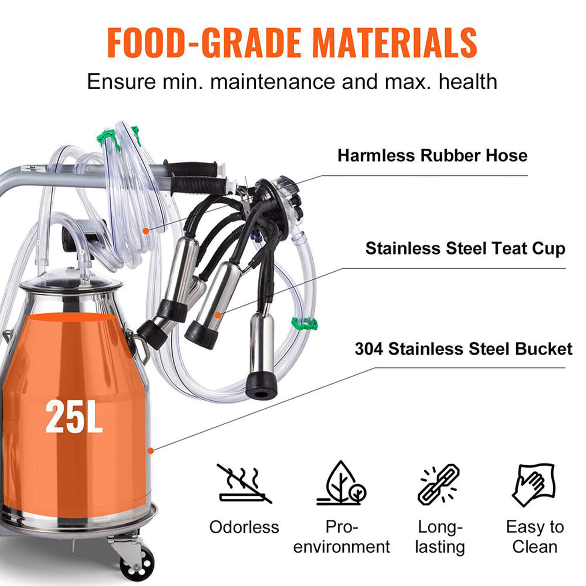 Premium Electric Cow Goat Milking Machine With Milk Bucket, 25L (SAK83260)