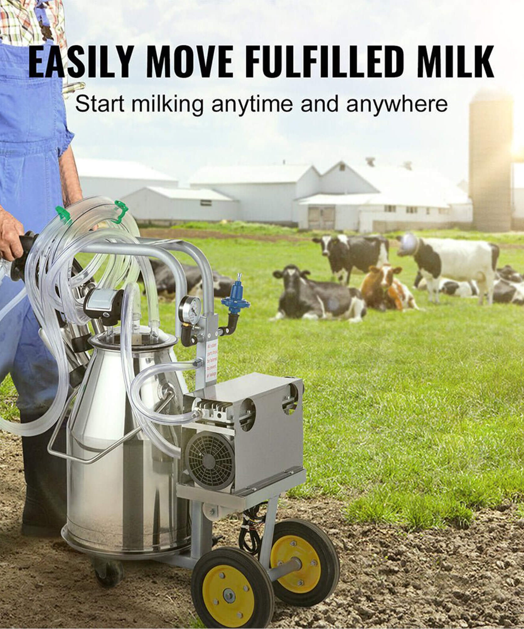 Premium Electric Cow Goat Milking Machine With Milk Bucket, 25L (SAK83260)