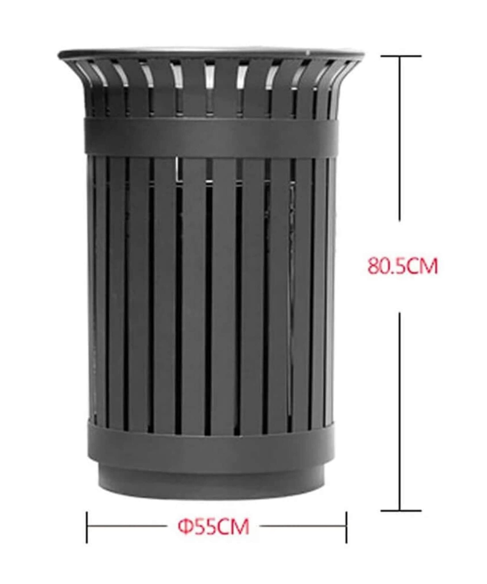 Premium Heavy-Duty Extra Large Outdoor Commercial Metal Slat Garbage Trash Can (SAK48591)