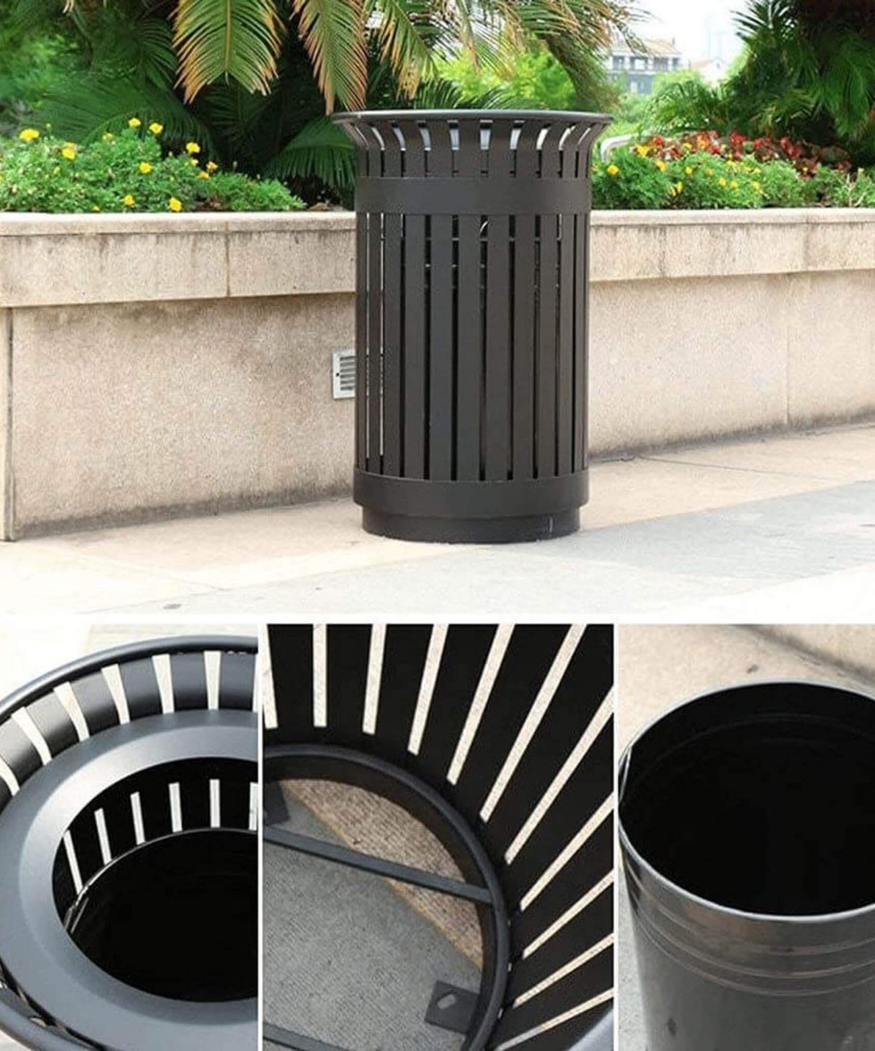 Premium Heavy-Duty Extra Large Outdoor Commercial Metal Slat Garbage Trash Can (SAK48591)