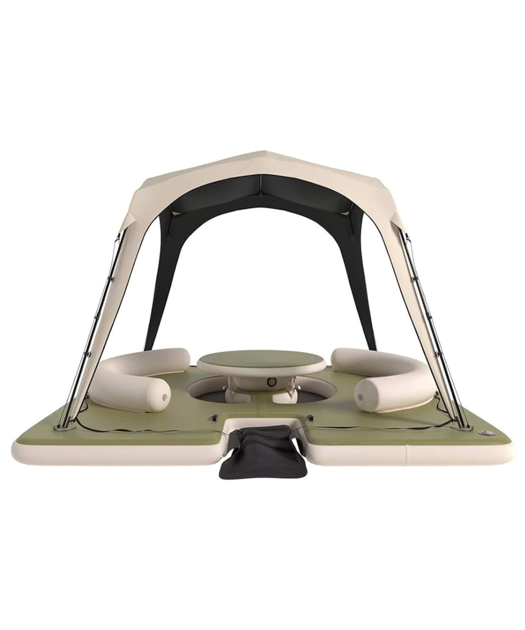 [11X11FT] Premium Floating Dock Lounge With With Ladder, Double Seats, Table, And Canopy (SAK49273)
