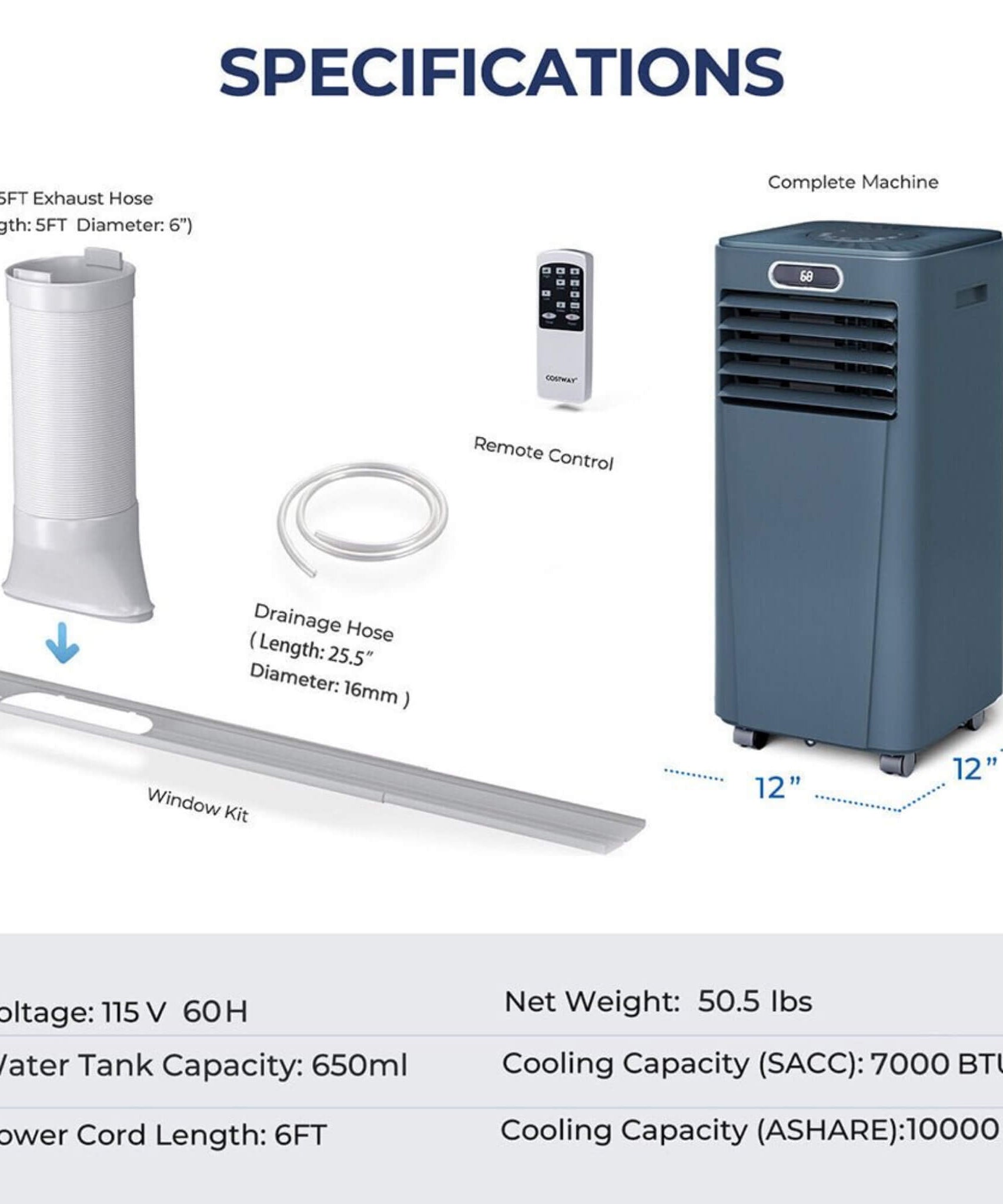 Premium 10K BTU Freestanding AC Unit With Remote Control (SAK41642)