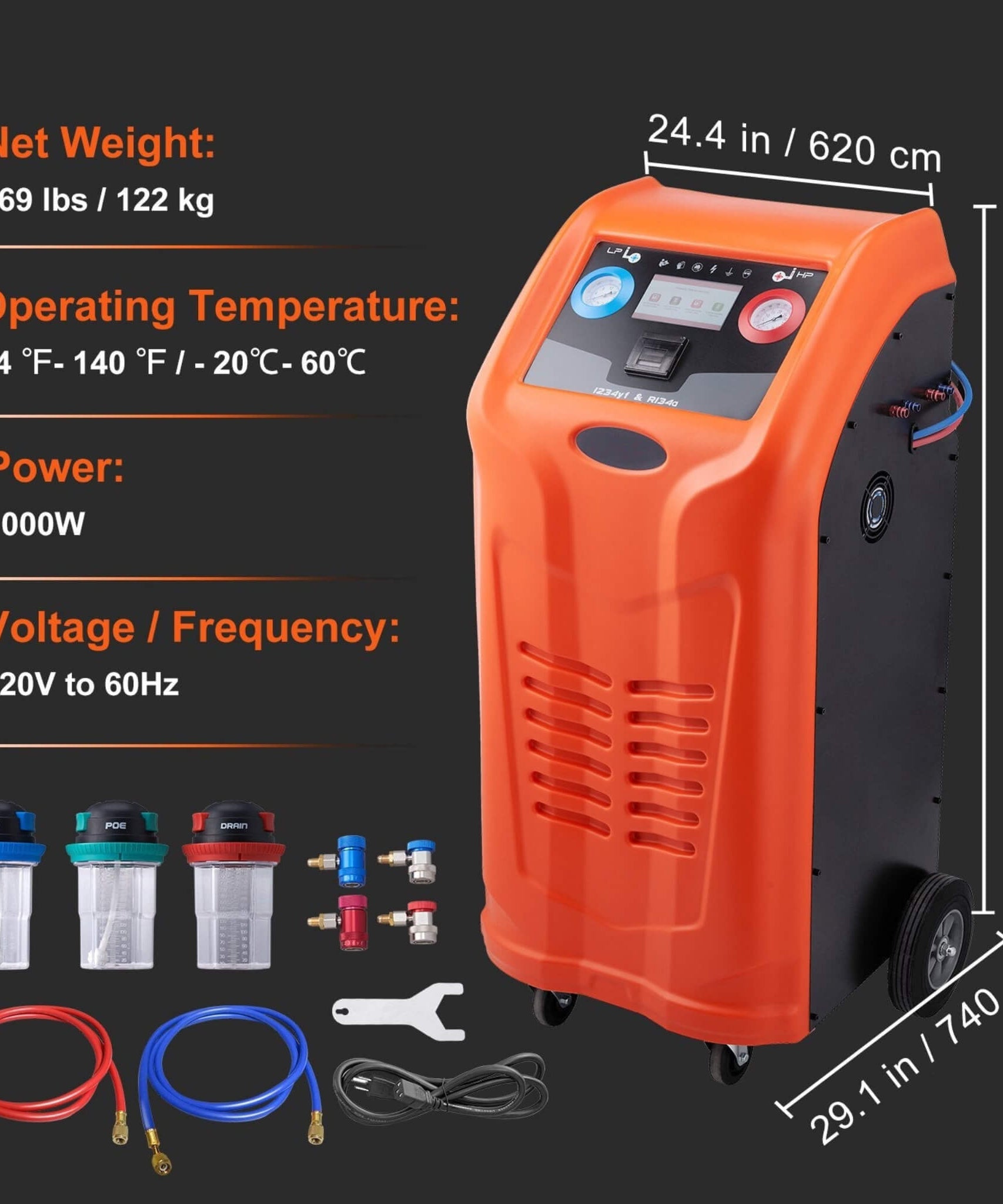 Premium Fully Automatic Dual Cylinder AC Refrigerant Recovery Machine Kit (SAK49605)