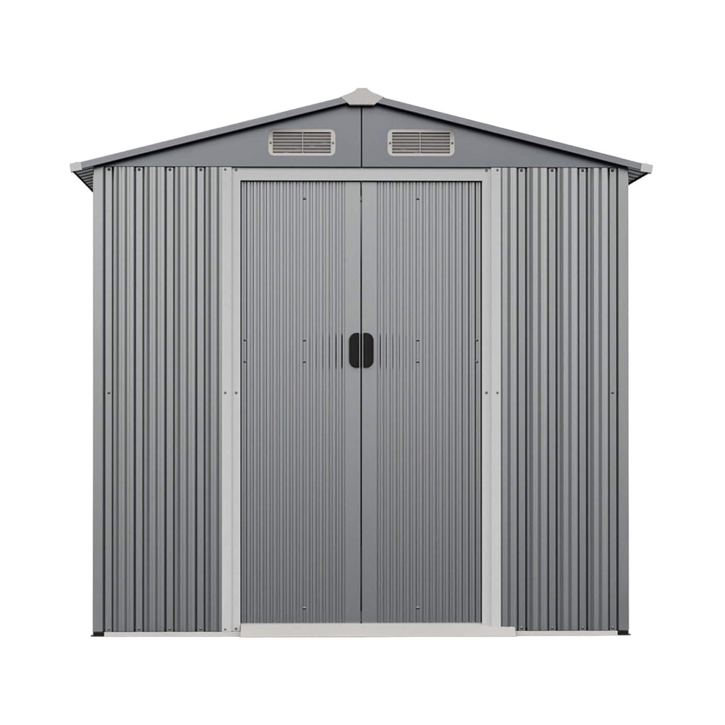 [04X06FT] Alora Premium Garden Galvanized Steel Storage Shed W/ Lockable Sliding Doors (SAK75842)