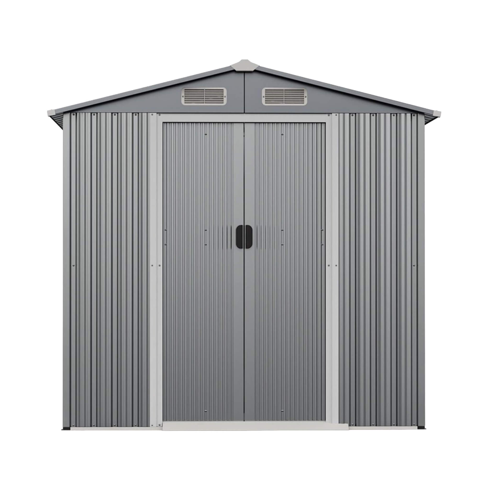 [04X06FT] Alora Premium Garden Galvanized Steel Storage Shed W/ Lockable Sliding Doors (SAK75842)