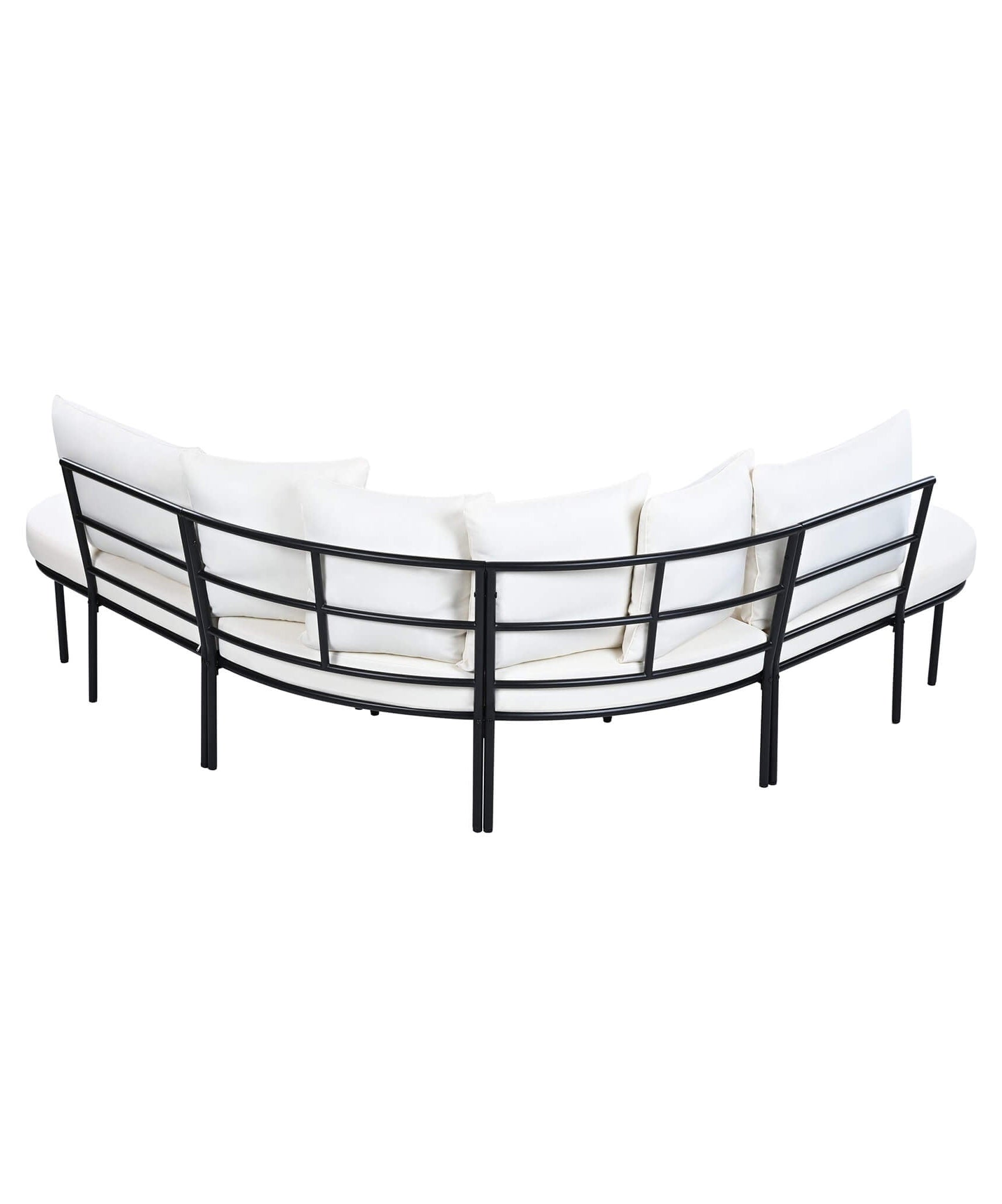 Alora Premium Half-Moon 6-Person Curved All-Weather Outdoor Furniture Sofa Patio Set With Coffee Table And Cushions (SAK76332)
