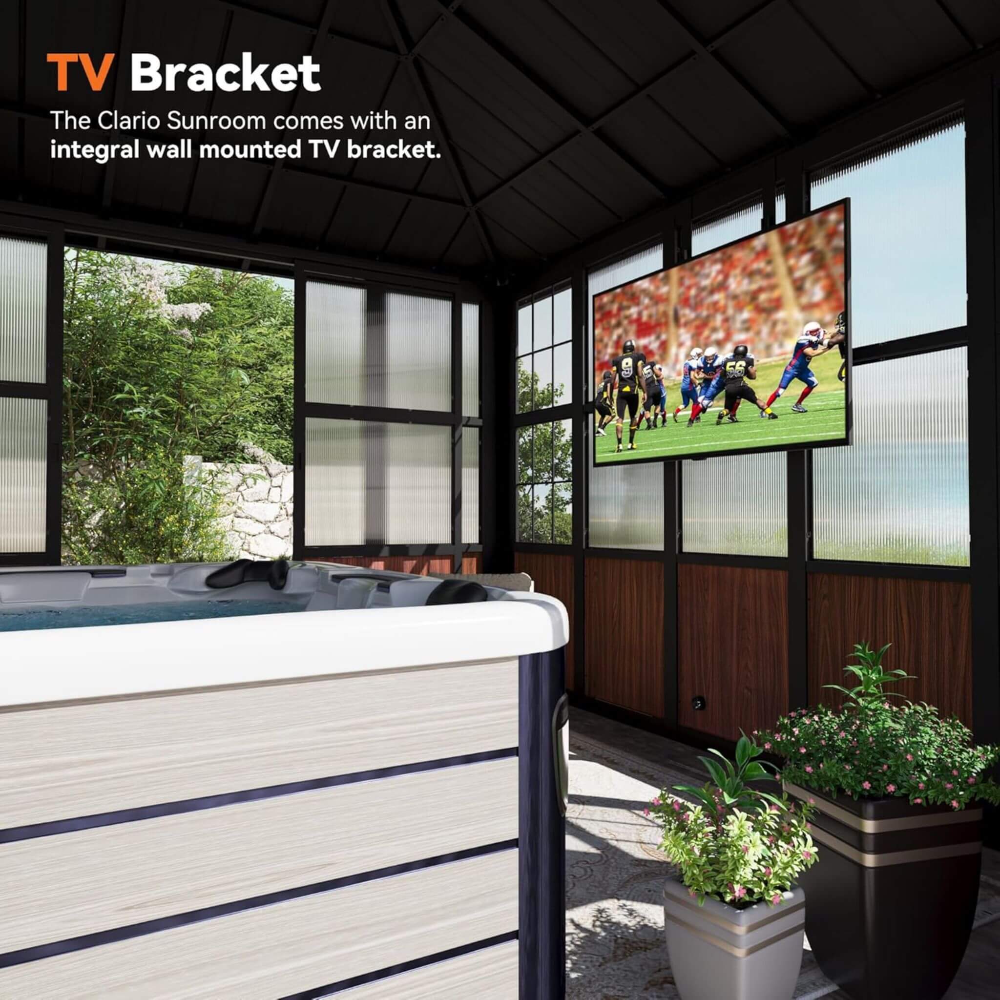 Alora Grandview Premium Hardtop Aluminum Sunroom Solarium With TV Mount And Sliding Doors (SAK60439)