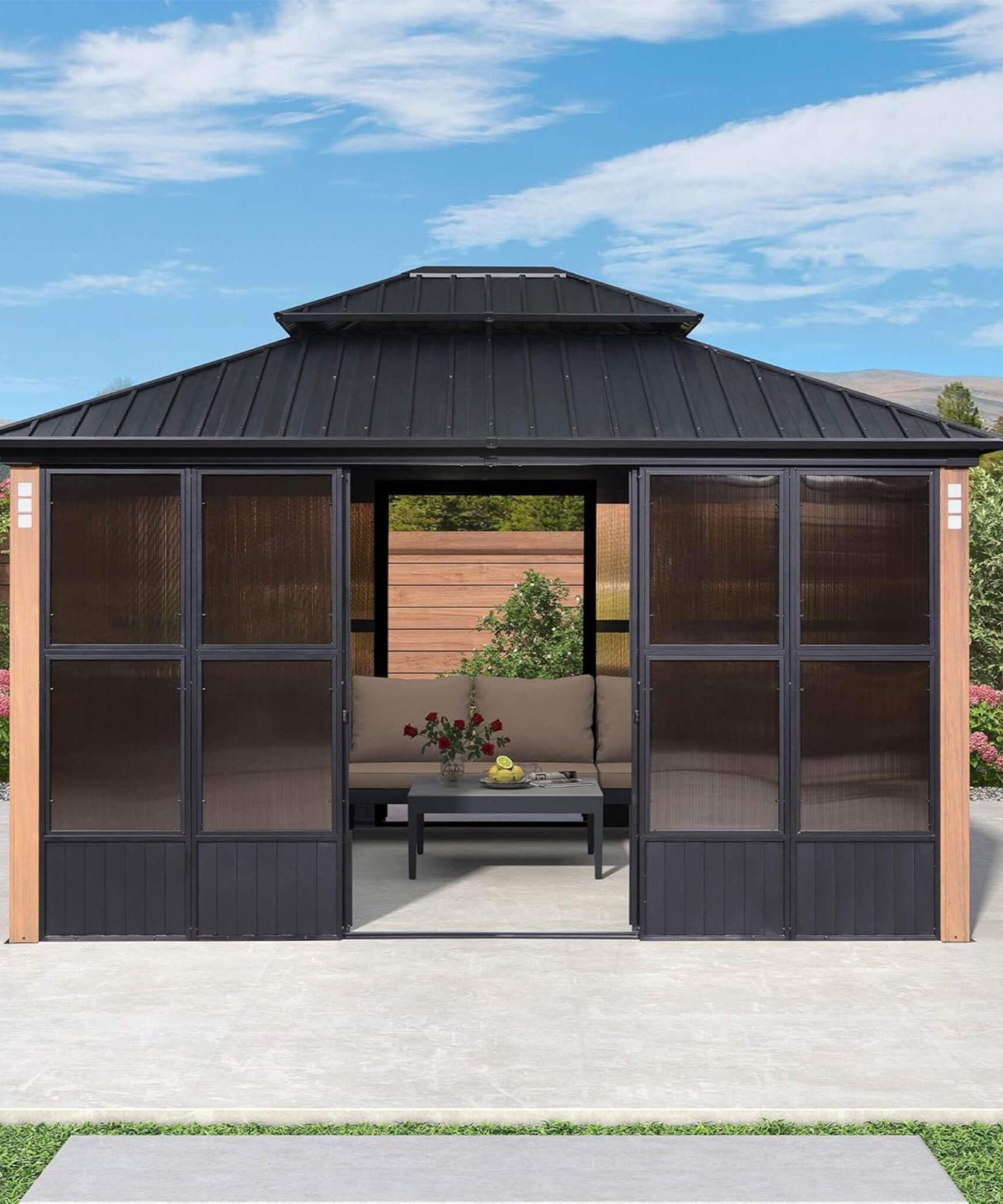 Alora Prestige Premium Hardtop Double Top Outdoor Patio Solarium Sunroom (SAK43078)