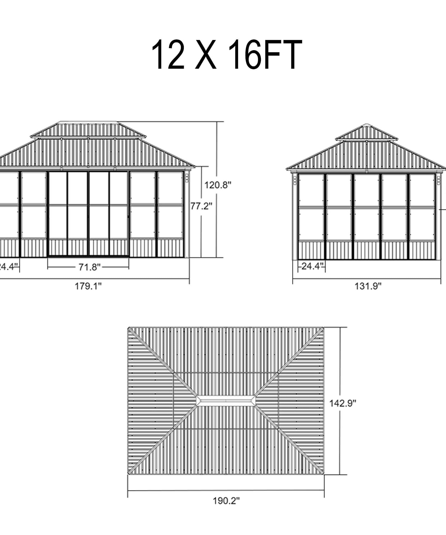 Alora Prestige Premium Hardtop Double Top Outdoor Patio Solarium Sunroom (SAK43078)