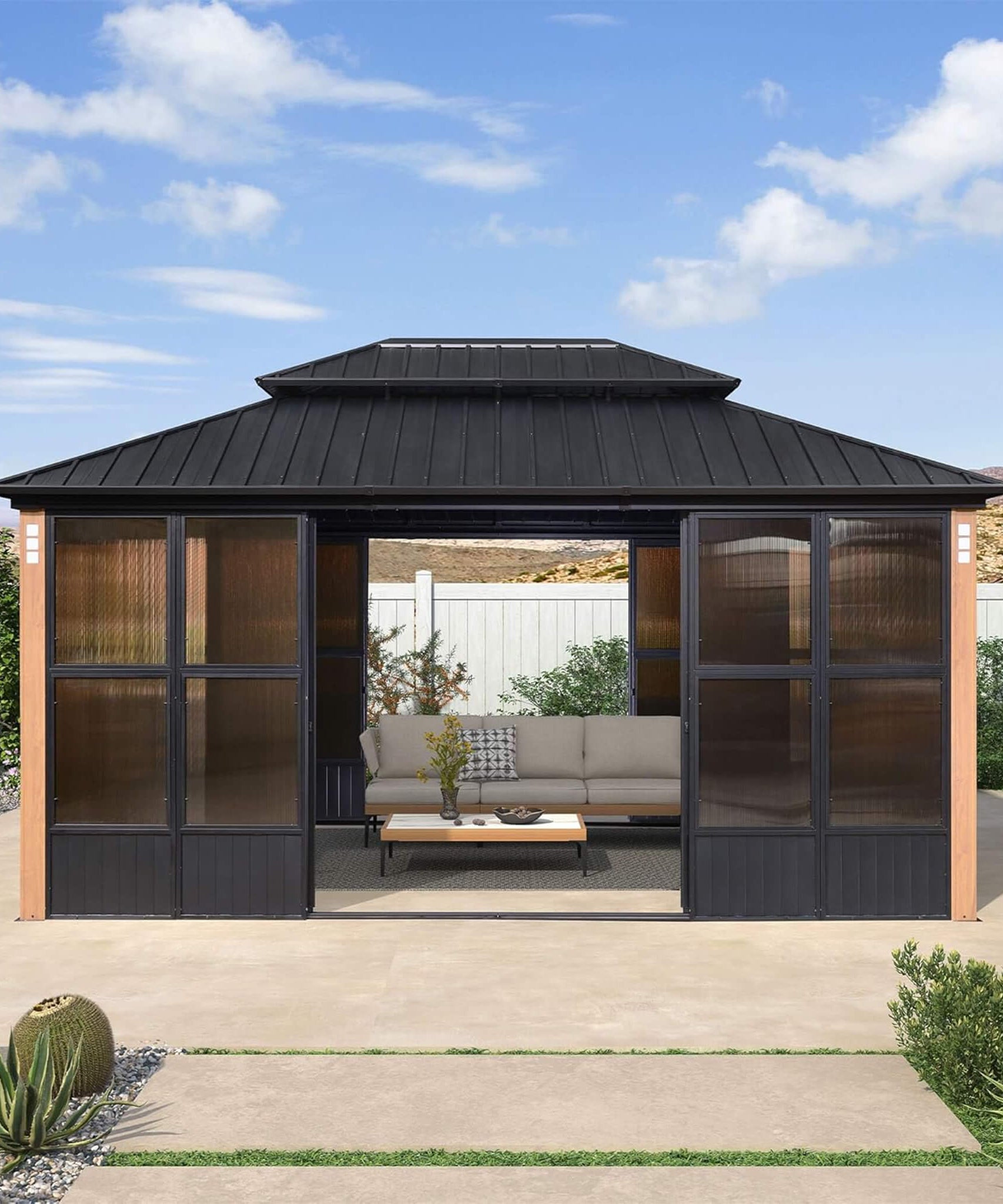 Alora Prestige Premium Hardtop Double Top Outdoor Patio Solarium Sunroom (SAK43078)