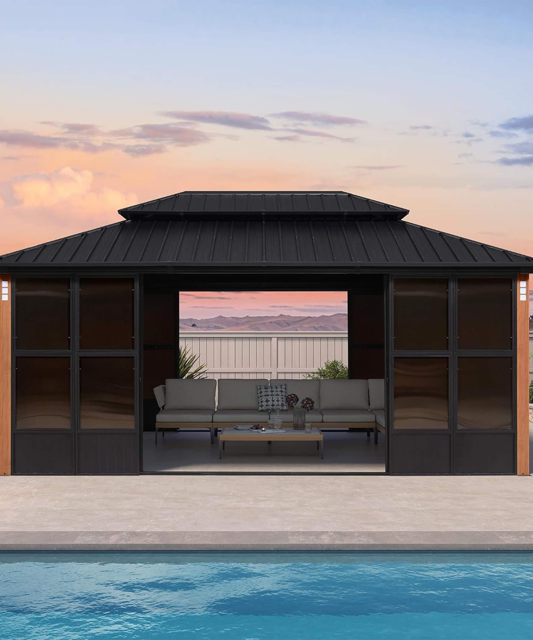 Alora Prestige Premium Hardtop Double Top Outdoor Patio Solarium Sunroom (SAK43078)