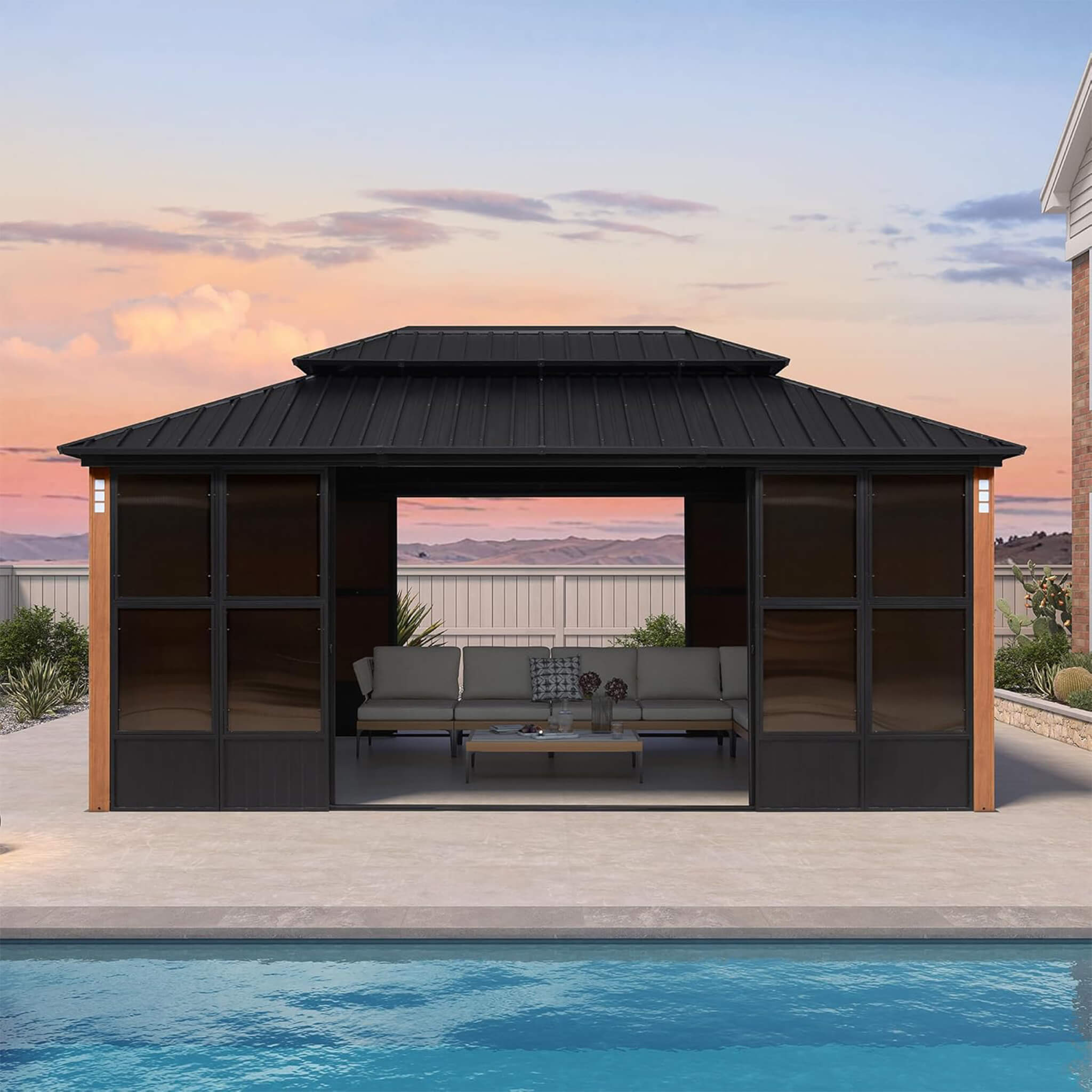 Alora Prestige Premium Hardtop Double Top Outdoor Patio Solarium Sunroom (SAK43078)