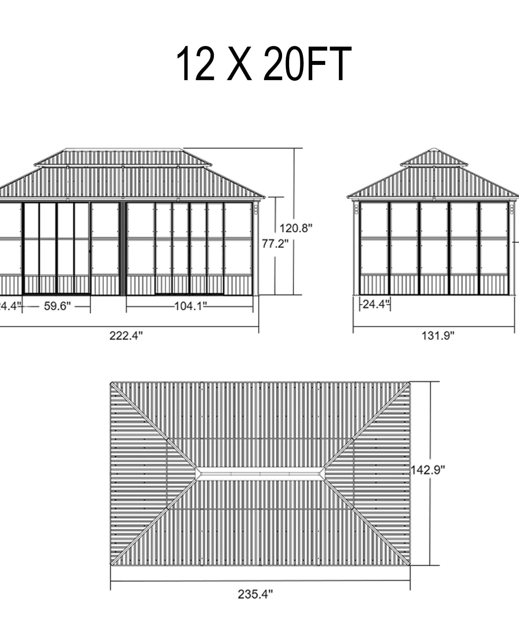 Alora Prestige Premium Hardtop Double Top Outdoor Patio Solarium Sunroom (SAK43078)