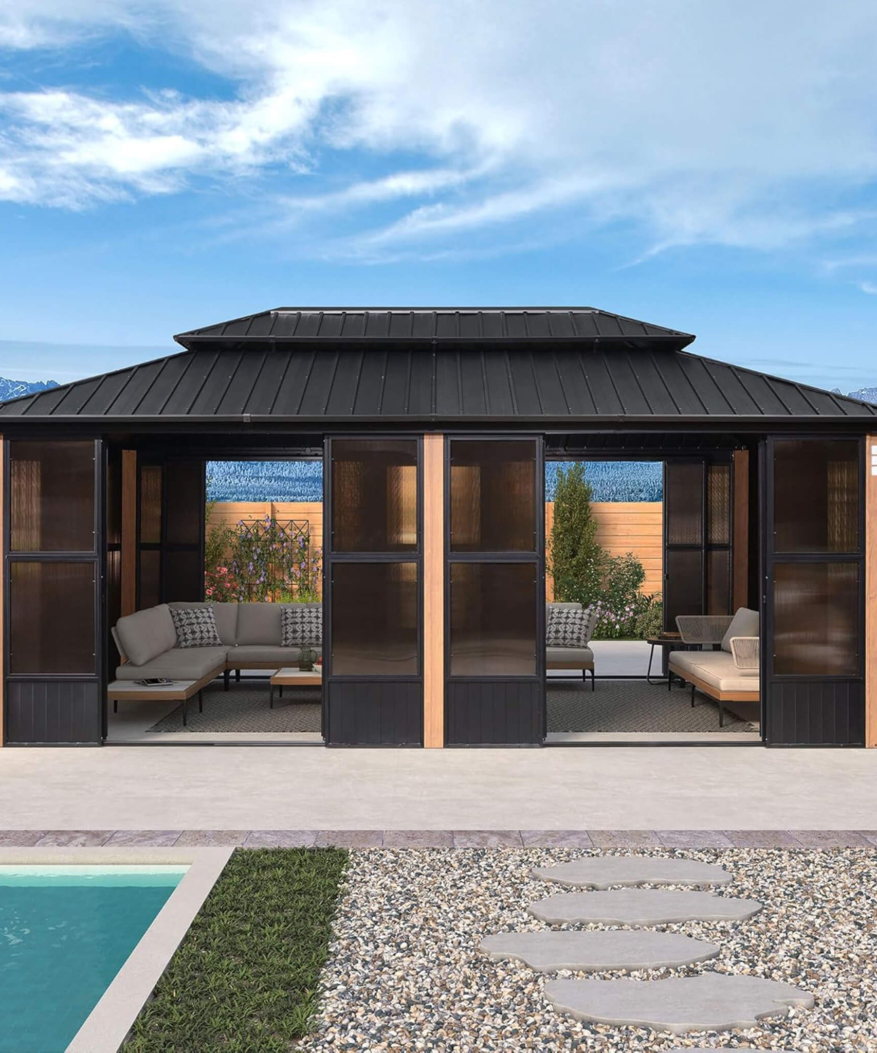 Alora Prestige Premium Hardtop Double Top Outdoor Patio Solarium Sunroom (SAK43078)