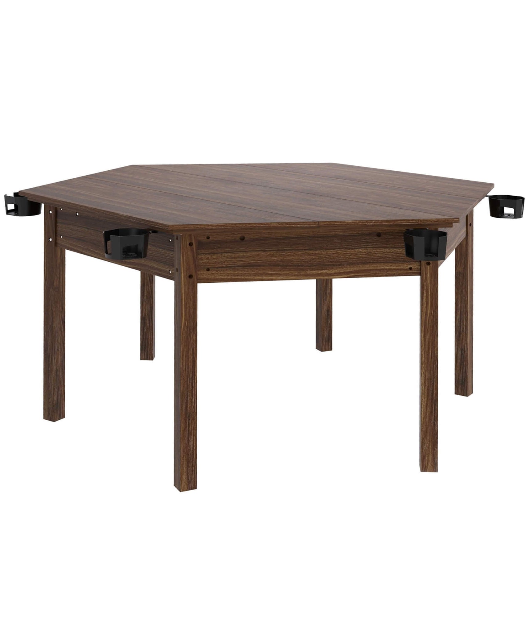 Premium 6-Person Hexagonal Game And Dining Table With Top, Mat And Cup Holders (SAK67845)
