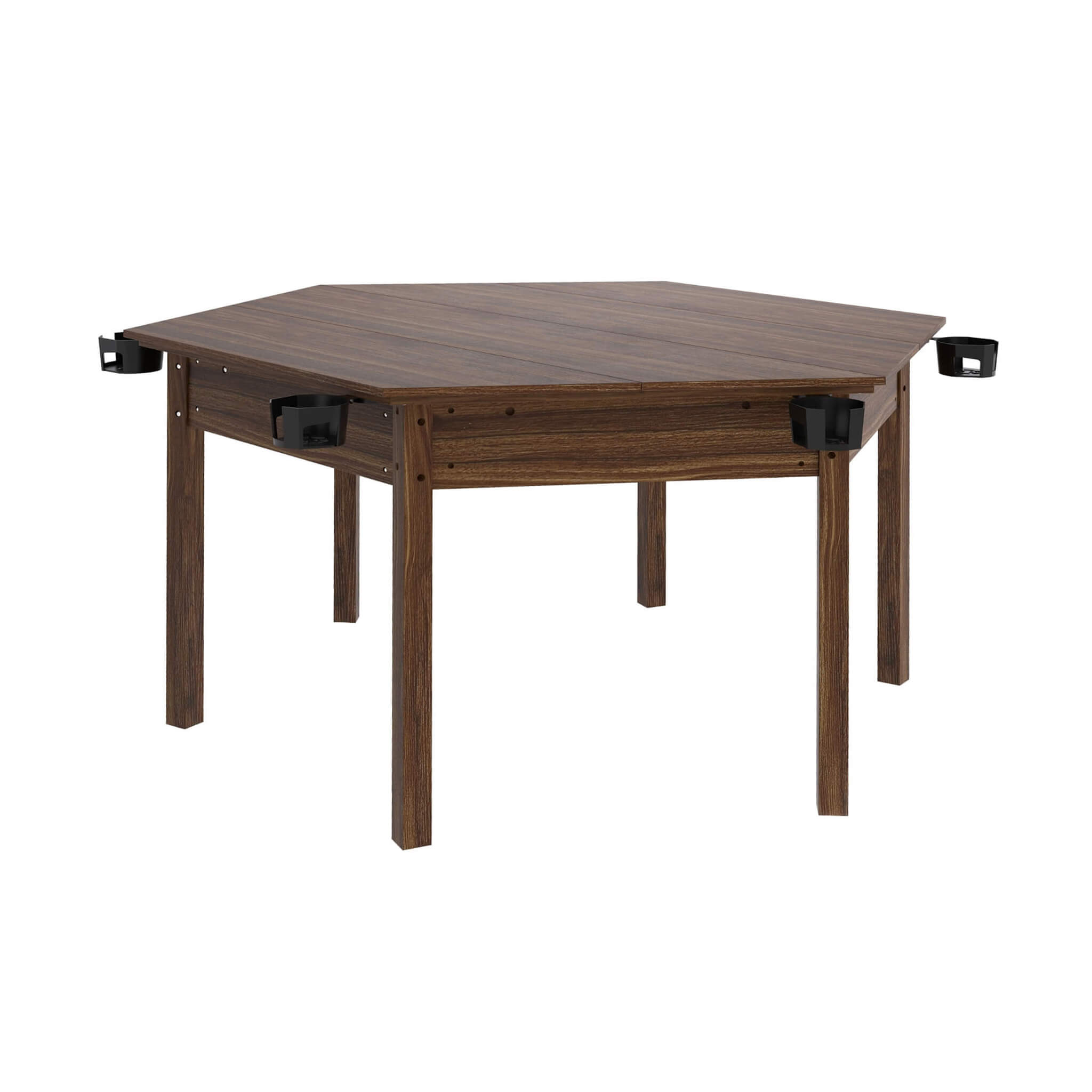 Premium 6-Person Hexagonal Game And Dining Table With Top, Mat And Cup Holders (SAK67845)