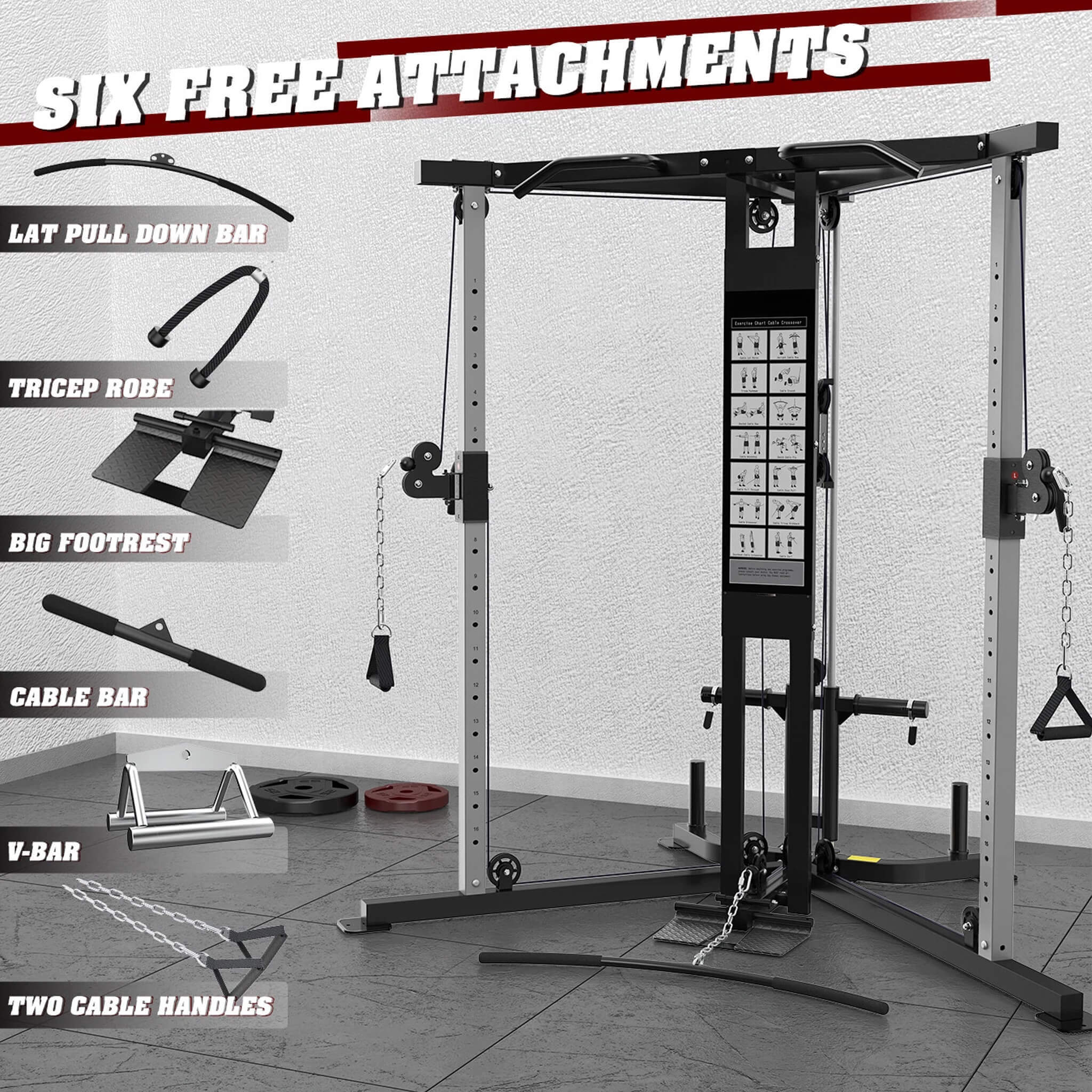 Rovix Premium Home Cable Crossover Full Body Workout Fly Machine, 350LBS (SAK06341)