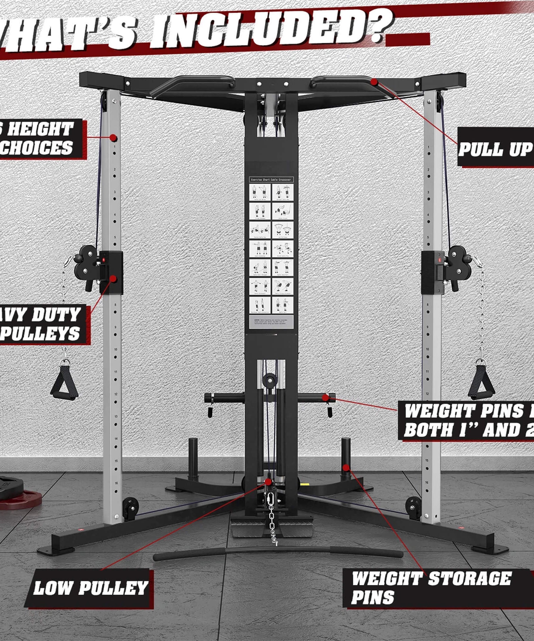 Rovix Premium Home Cable Crossover Full Body Workout Fly Machine, 350LBS (SAK06341)