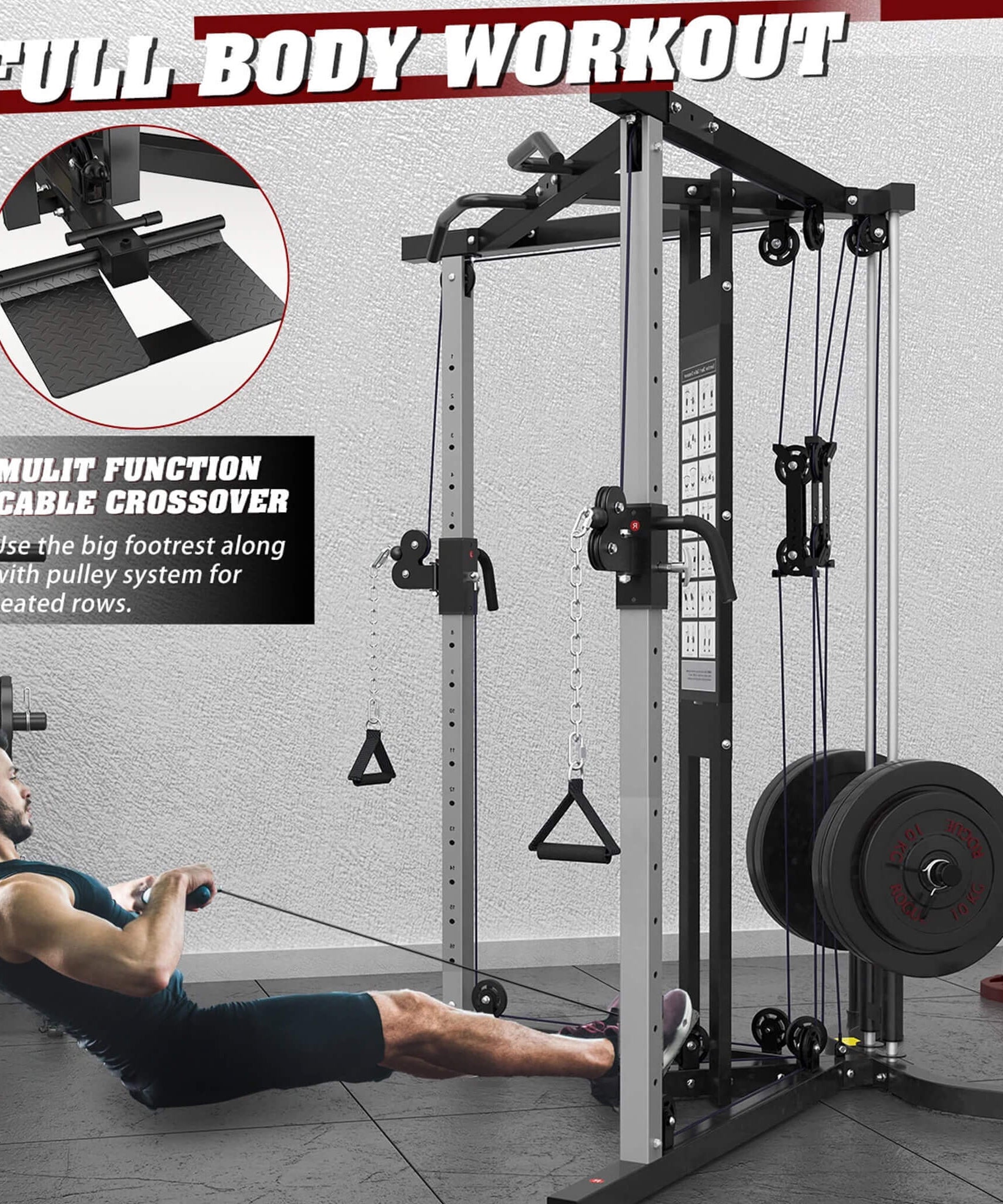 Rovix Premium Home Cable Crossover Full Body Workout Fly Machine, 350LBS (SAK06341)