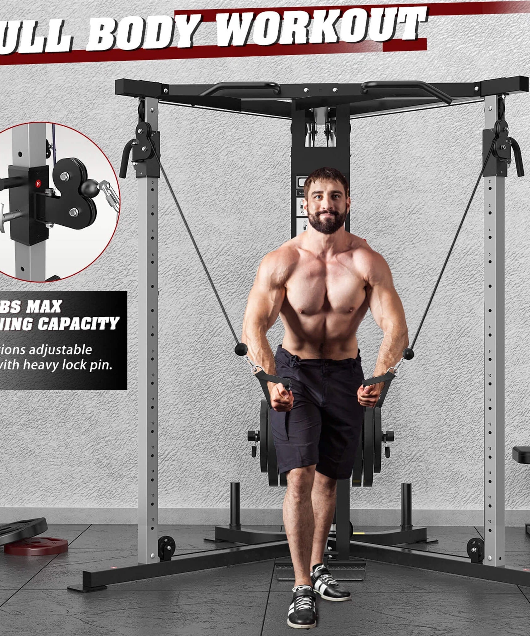 Rovix Premium Home Cable Crossover Full Body Workout Fly Machine, 350LBS (SAK06341)