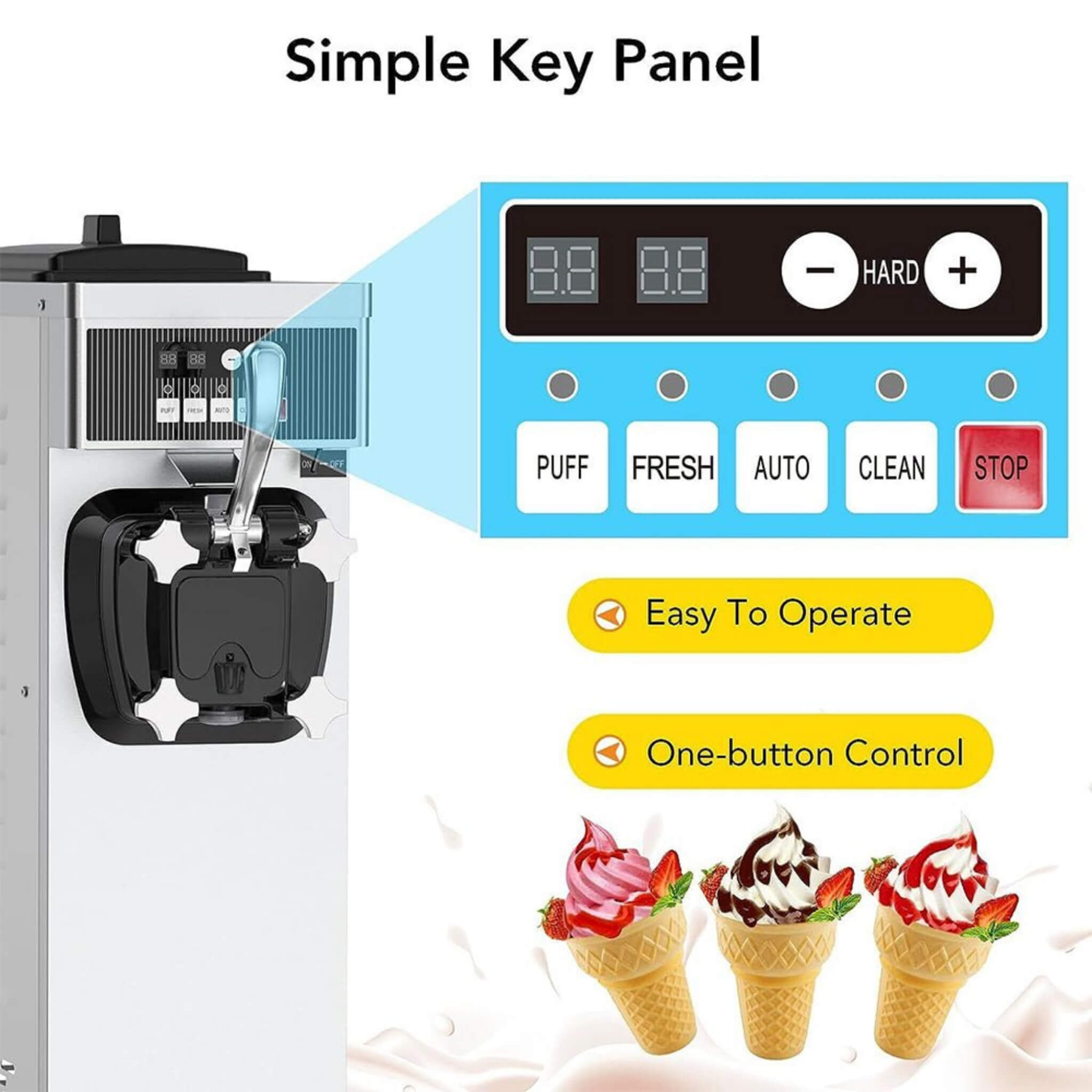 Premium 1200W Industrial Single-Flavor Soft Serve Ice Cream Maker Machine (SAK81752)