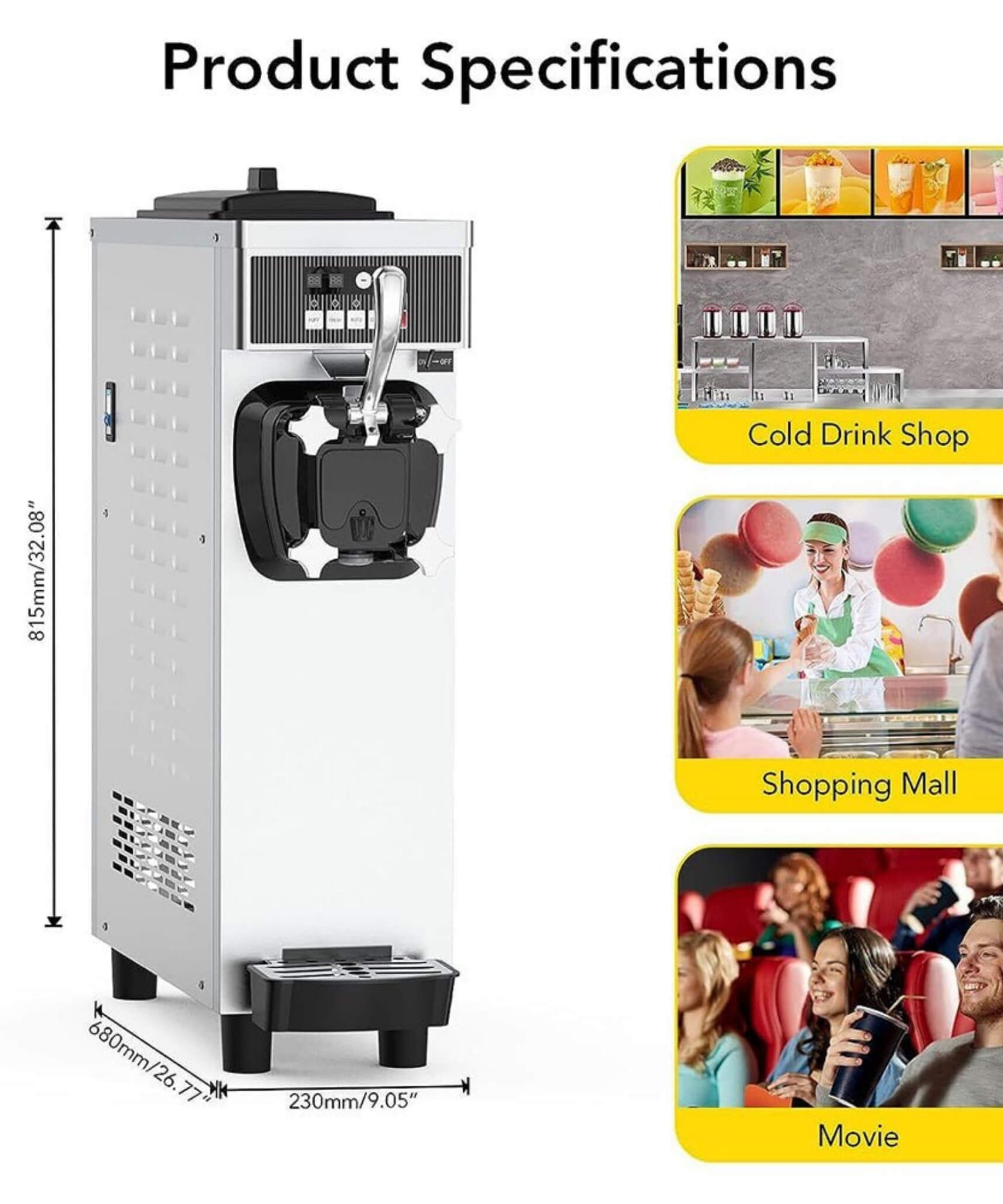 Premium 1200W Industrial Single-Flavor Soft Serve Ice Cream Maker Machine (SAK81752)