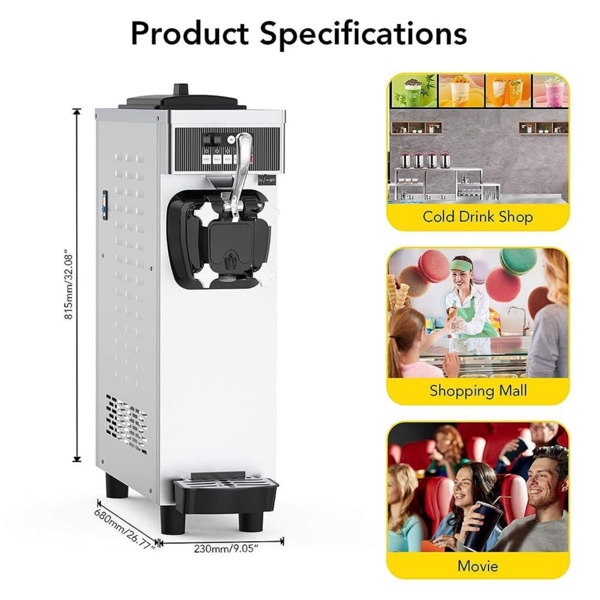 Premium 1200W Industrial Single-Flavor Soft Serve Ice Cream Maker Machine (SAK81752)