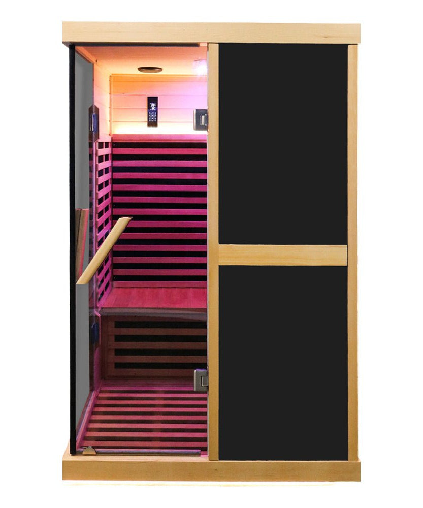 Thermora Helix Premium Large 2-Person V-Shaped FAR Infrared Sauna Room With Double Glass Doors, 1980W (SAK96413)