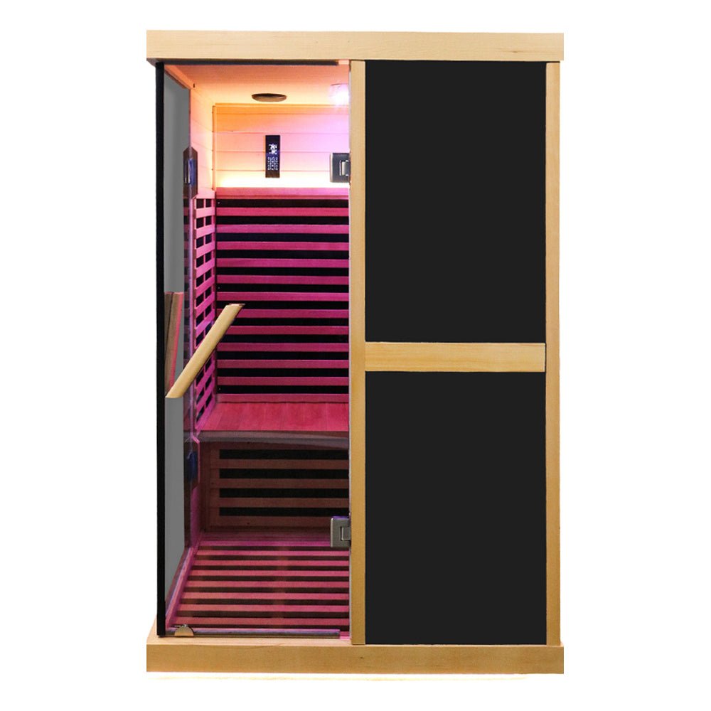 Thermora Helix Premium Large 2-Person V-Shaped FAR Infrared Sauna Room With Double Glass Doors, 1980W (SAK96413)