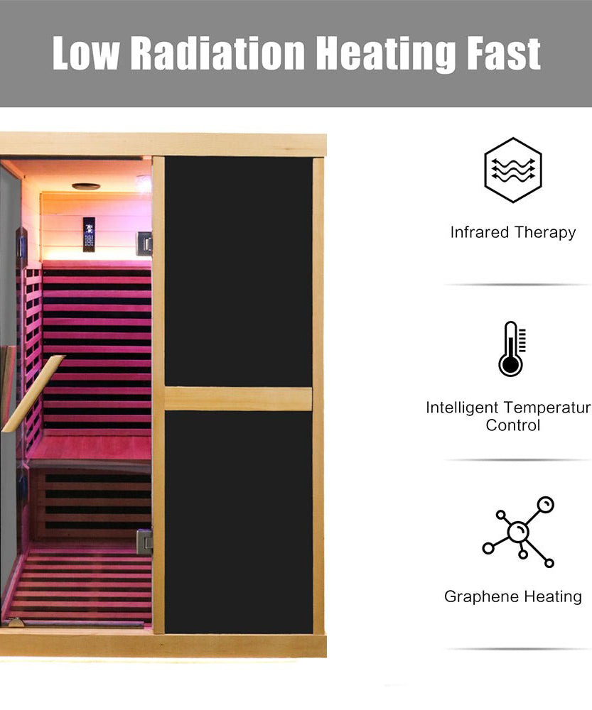 Thermora Helix Premium Large 2-Person V-Shaped FAR Infrared Sauna Room With Double Glass Doors, 1980W (SAK96413)
