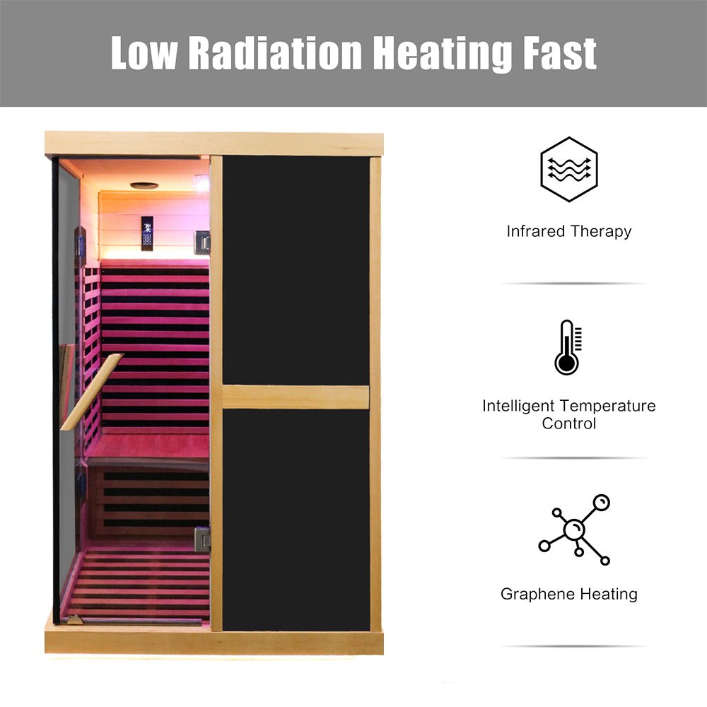 Thermora Helix Premium Large 2-Person V-Shaped FAR Infrared Sauna Room With Double Glass Doors, 1980W (SAK96413)