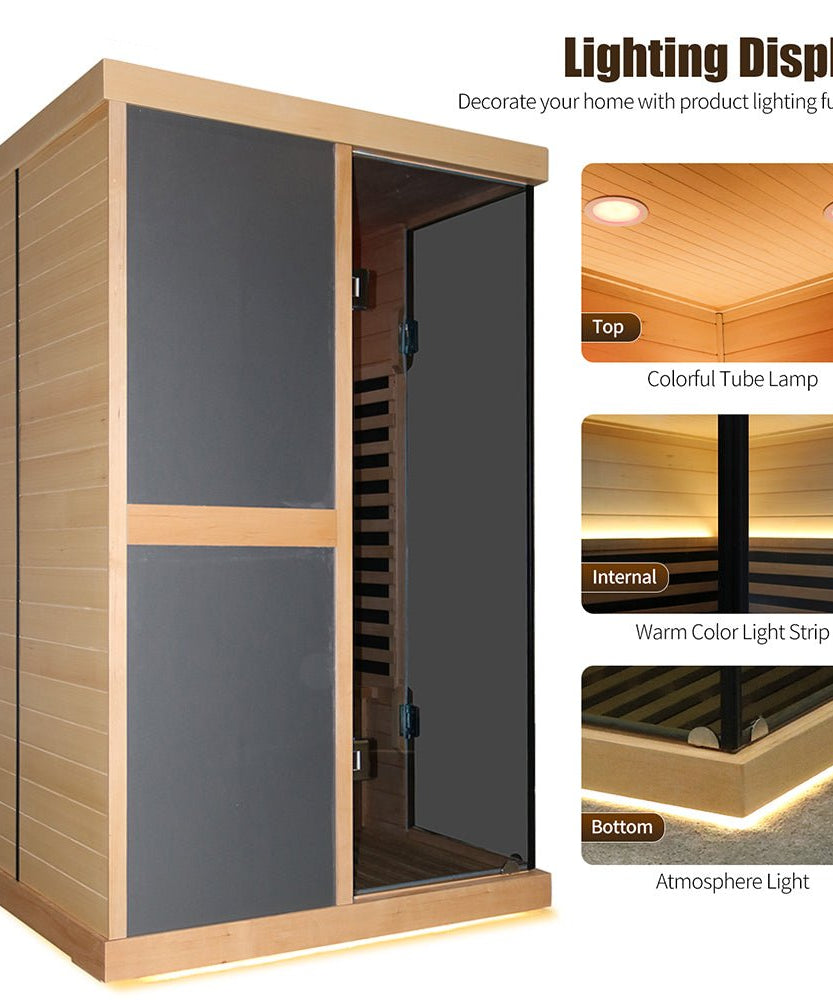 Thermora Helix Premium Large 2-Person V-Shaped FAR Infrared Sauna Room With Double Glass Doors, 1980W (SAK96413)