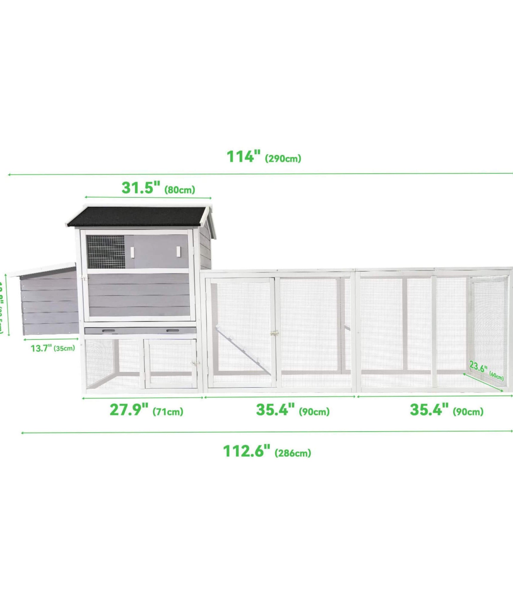 Large Heavy-Duty 113-Inch Outdoor Anti-UV Waterproof Wooden Chicken Coop Hen House (SAK32684)