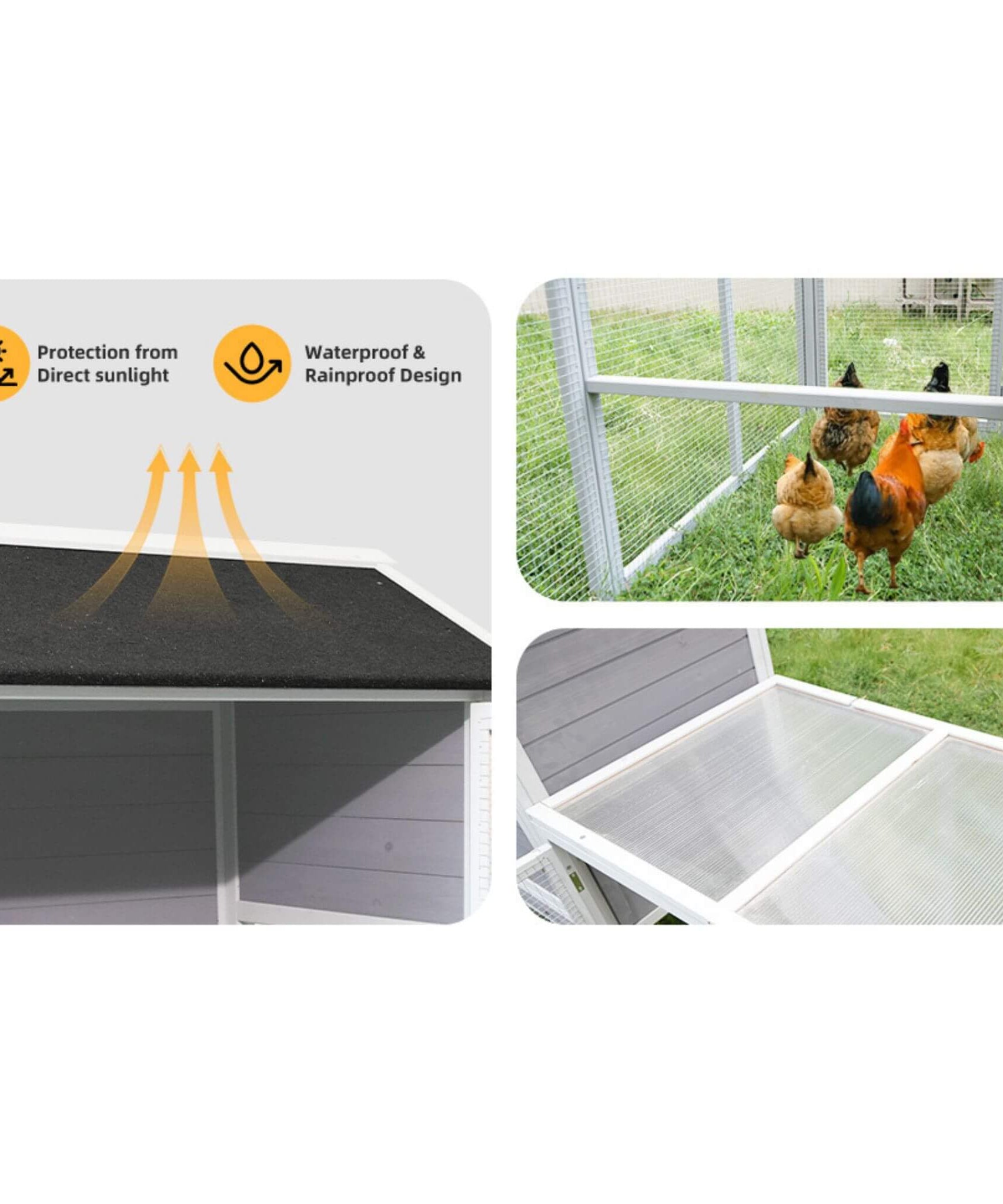 Large Heavy-Duty 113-Inch Outdoor Anti-UV Waterproof Wooden Chicken Coop Hen House (SAK32684)