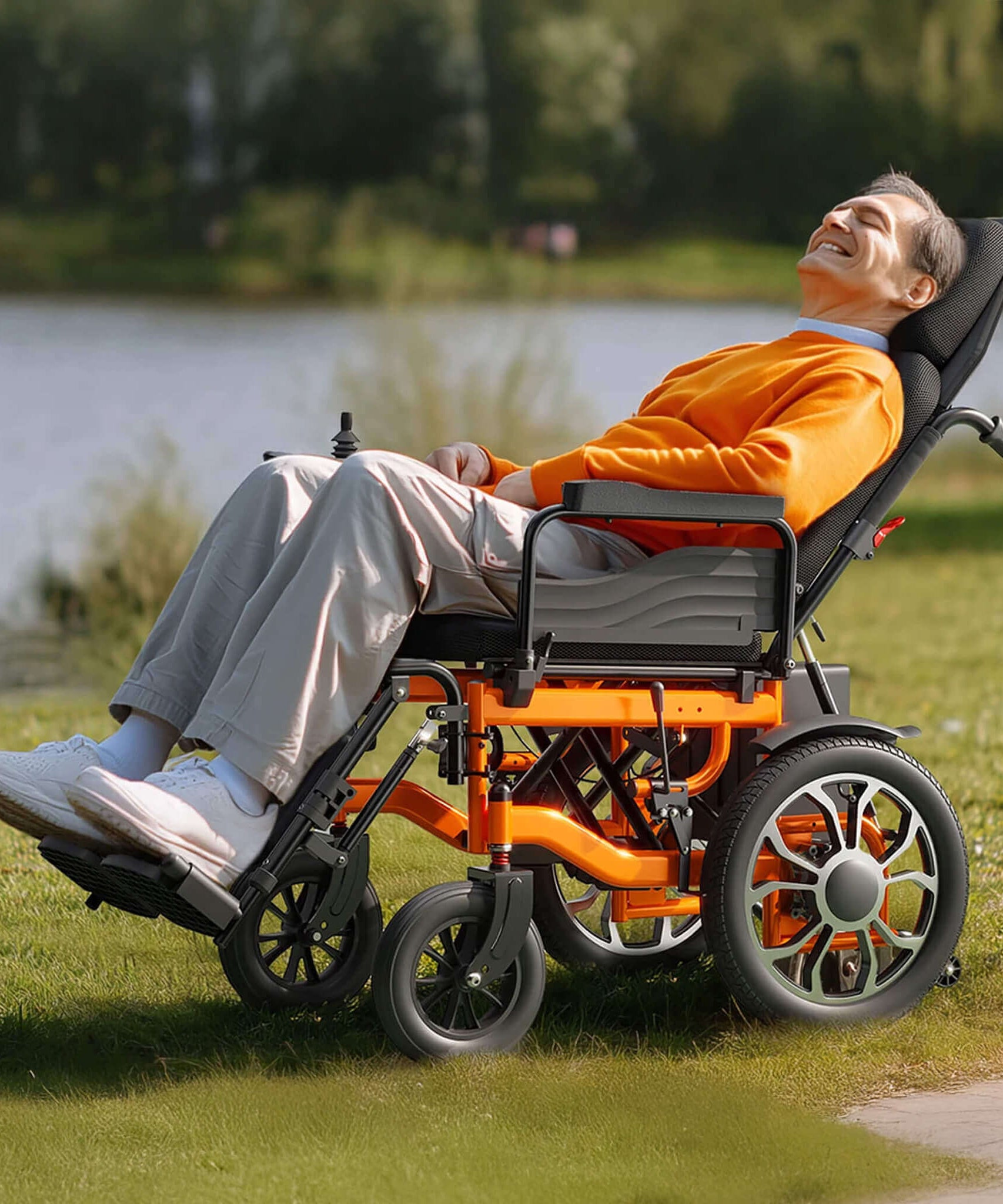 Motivo Premium Lightweight Electric Full Reclining Motorized Foldable Wheelchair (SAK91516)