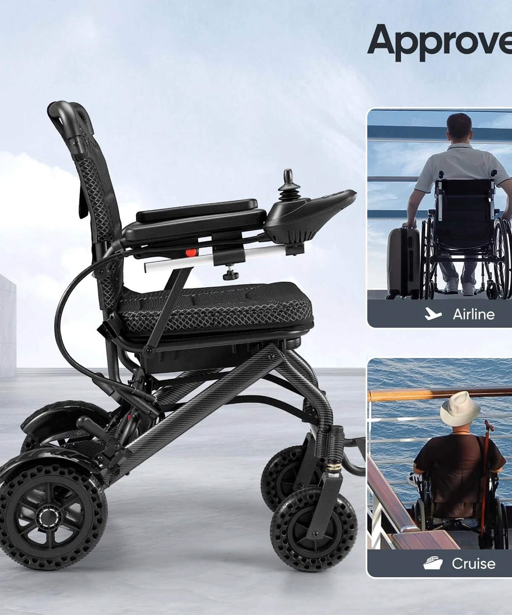Pride Premium Lightweight Foldable All-Terrain Electric Wheelchair, 300LBS [FDA & Airline Approved] (SAK18673)