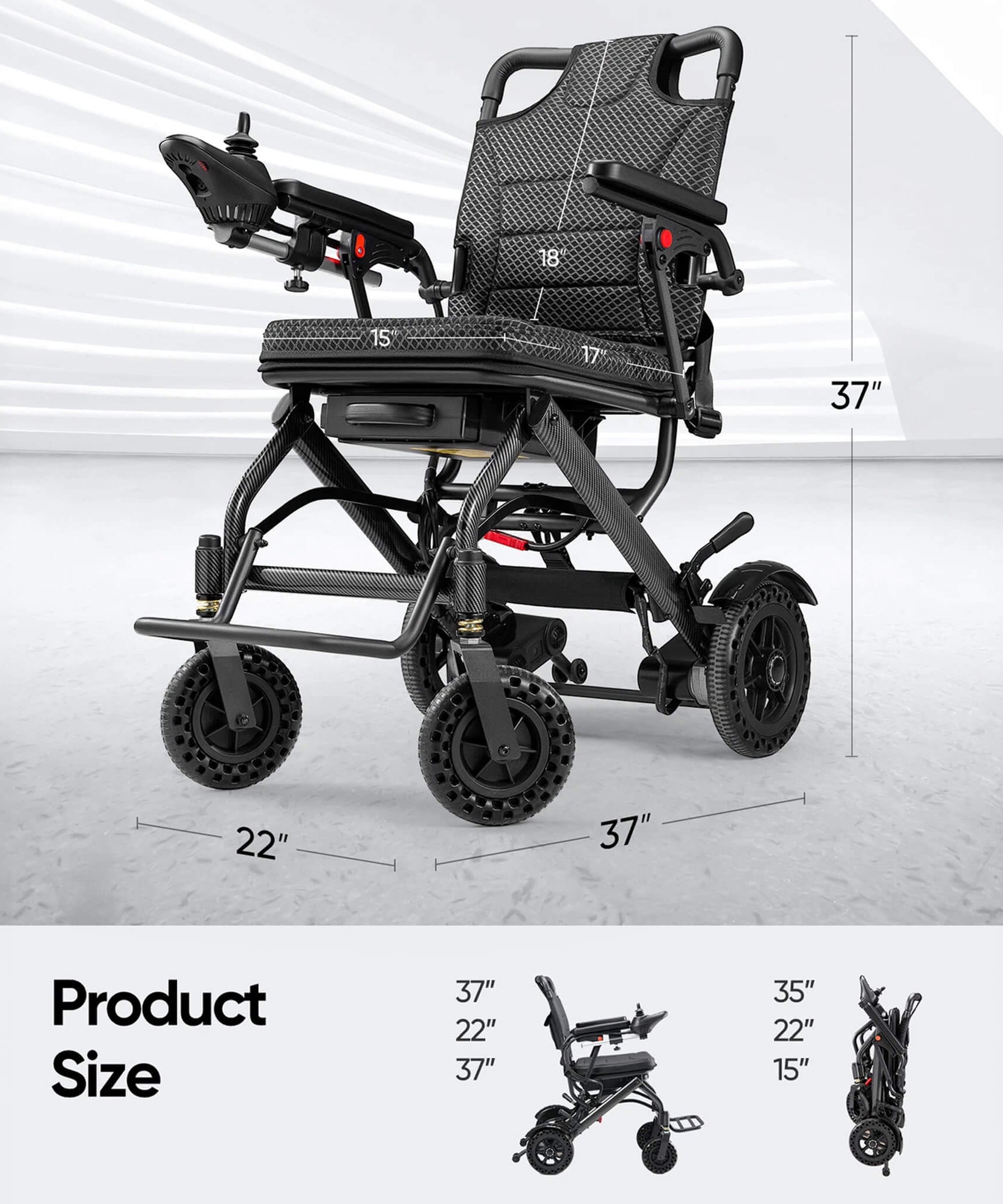 Pride Premium Lightweight Foldable All-Terrain Electric Wheelchair, 300LBS [FDA & Airline Approved] (SAK18673)