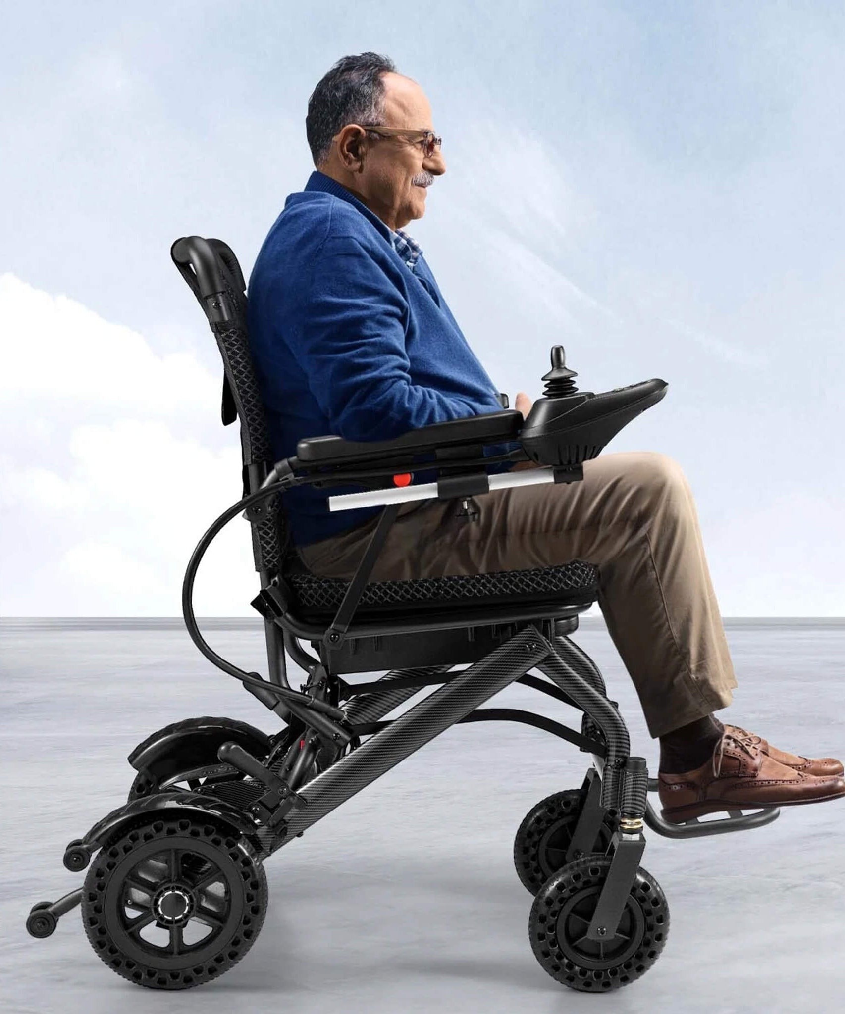 Pride Premium Lightweight Foldable All-Terrain Electric Wheelchair, 300LBS [FDA & Airline Approved] (SAK18673)