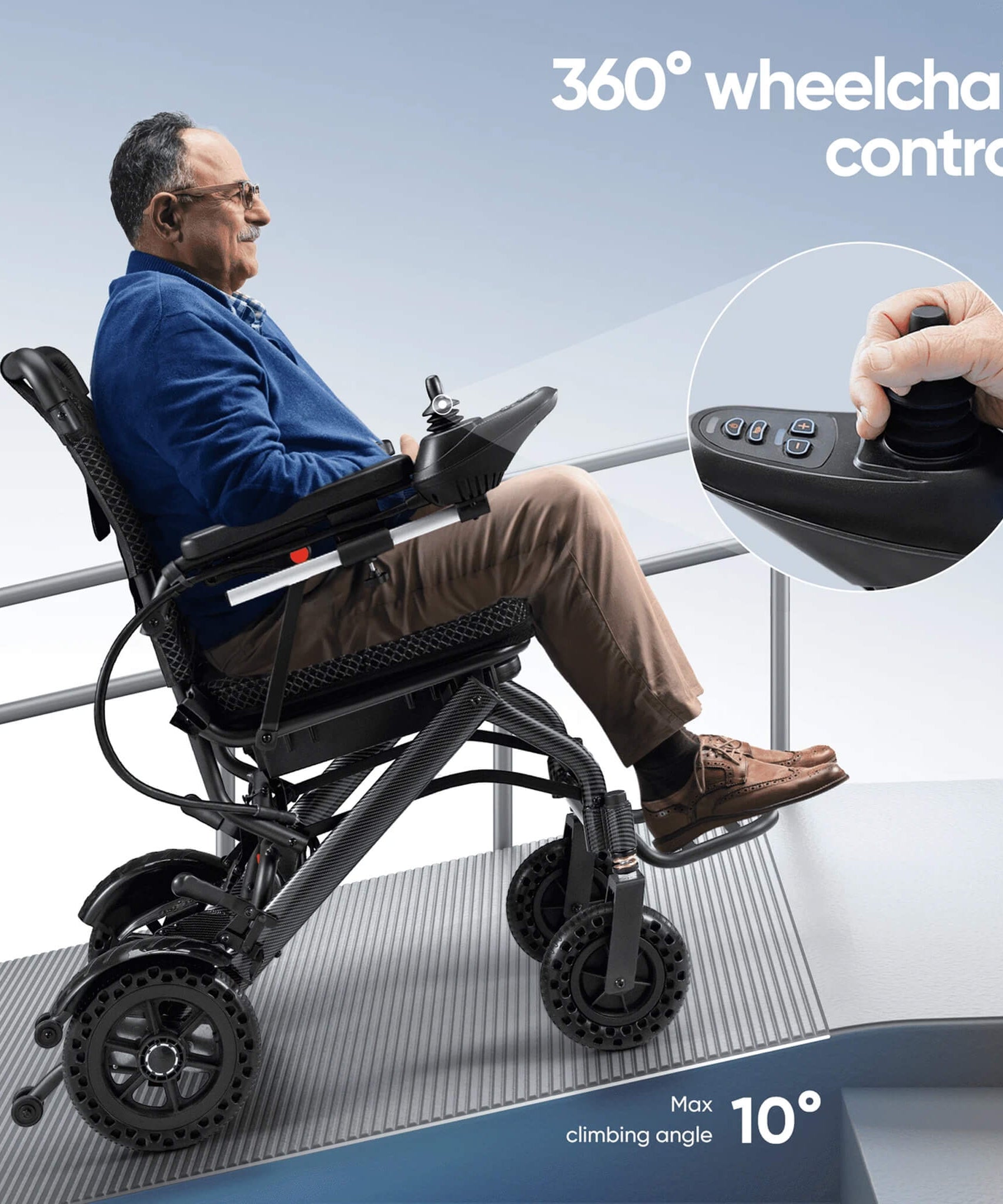 Pride Premium Lightweight Foldable All-Terrain Electric Wheelchair, 300LBS [FDA & Airline Approved] (SAK18673)
