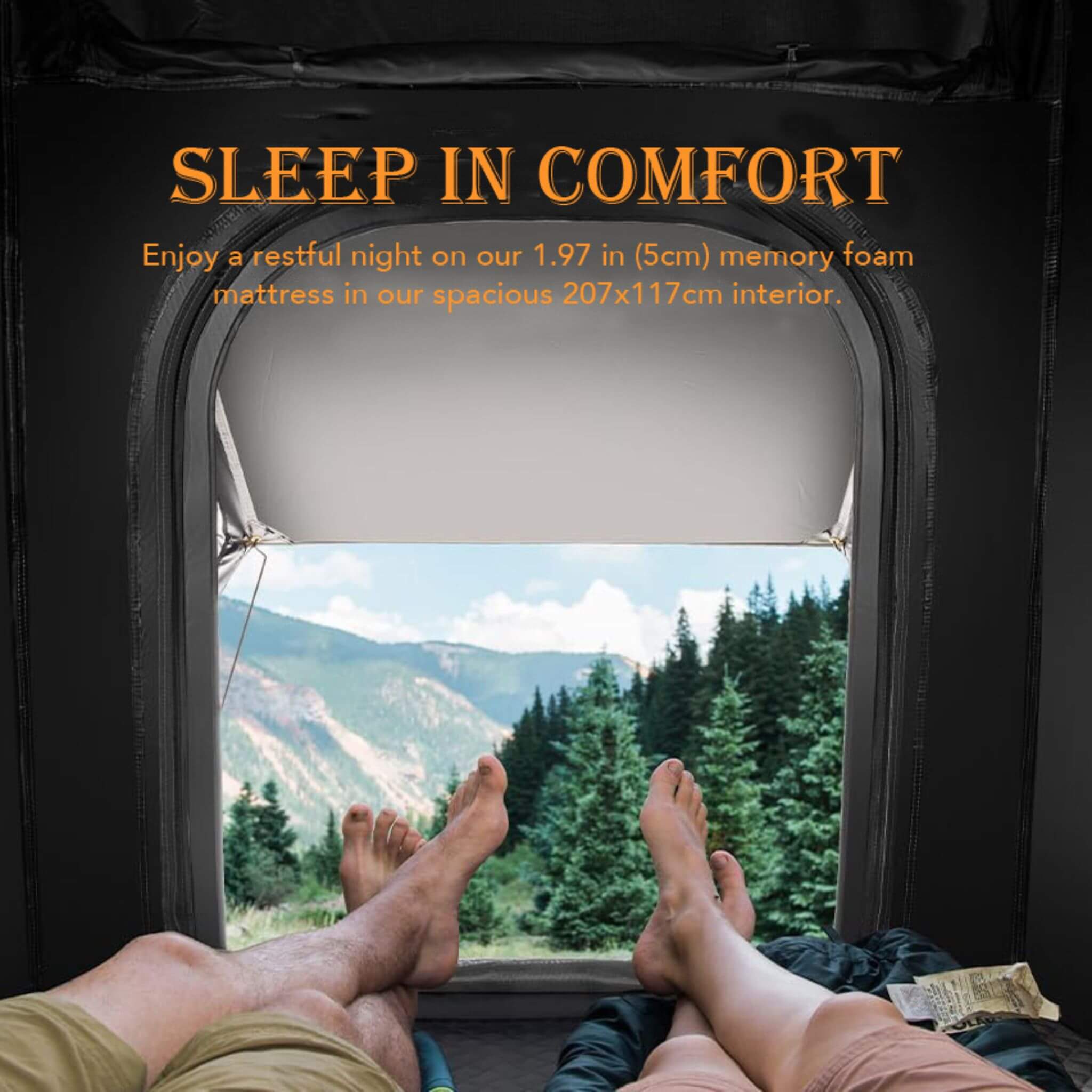 Trailora Apex Premium Lightweight Hard Shell Rooftop Tent With LED Strip And Memory Foam (SAK51780)
