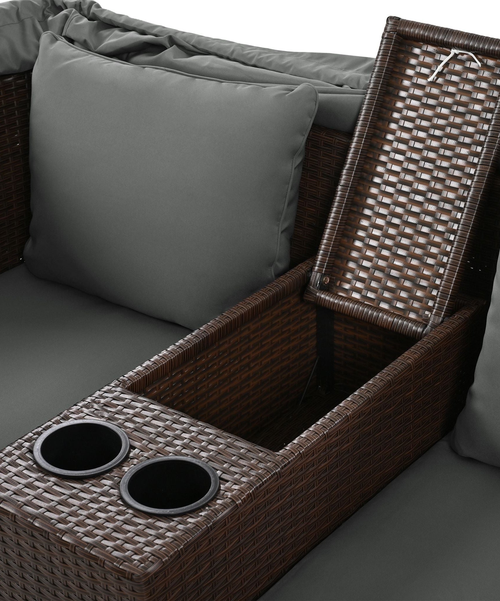 Alora Premium Outdoor 2-Seater Patio Daybed With Foldable Awning, Cushions, And Rattan Frame (SAK90233)