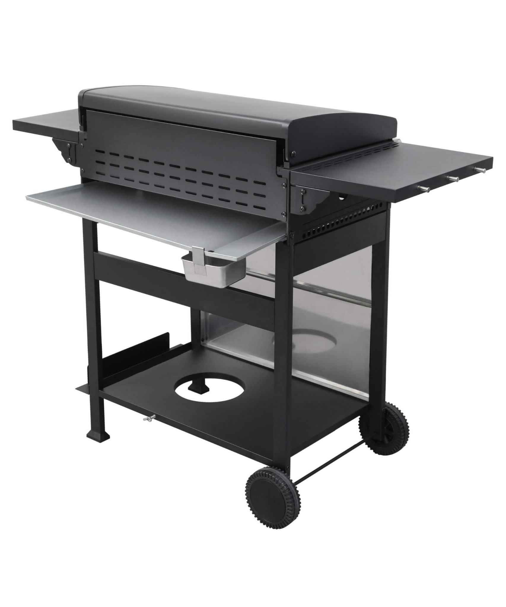 Premium Outdoor 4-Burner Propane BBQ Grill With Foldable Side Tables, Hanging Basket, And Cooking Grids (SAK53213)