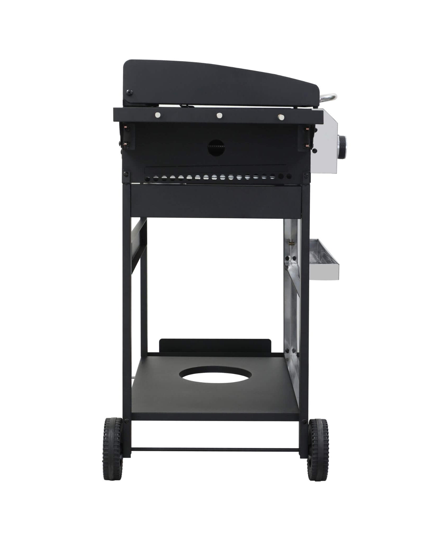 Premium Outdoor 4-Burner Propane BBQ Grill With Foldable Side Tables, Hanging Basket, And Cooking Grids (SAK53213)