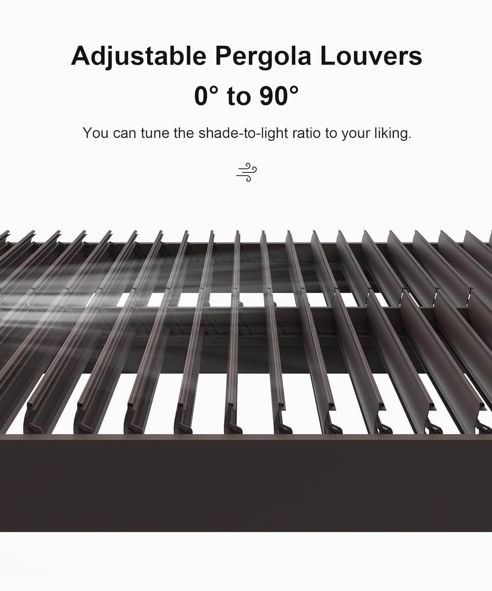 Alora Premium Outdoor Aluminum Louvered Patio Pergola With LED Lights [PERGOLA ONLY] (SAK24896)