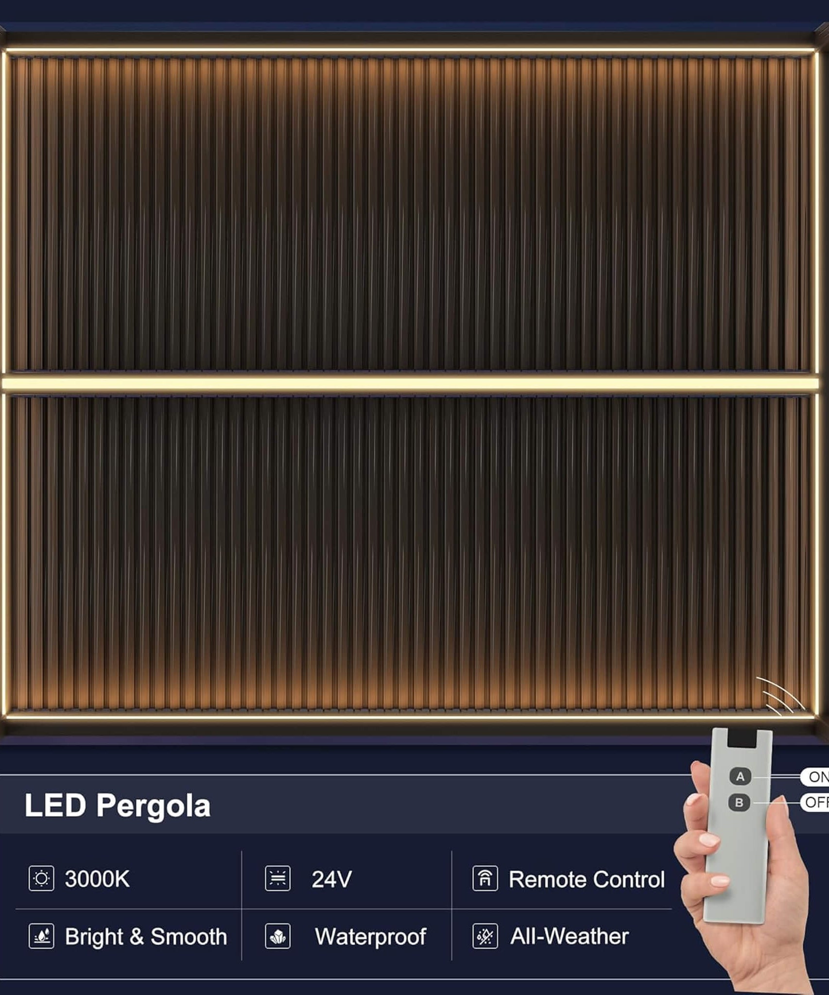 Alora Premium Outdoor Aluminum Louvered Patio Pergola With LED Lights [PERGOLA ONLY] (SAK24896)