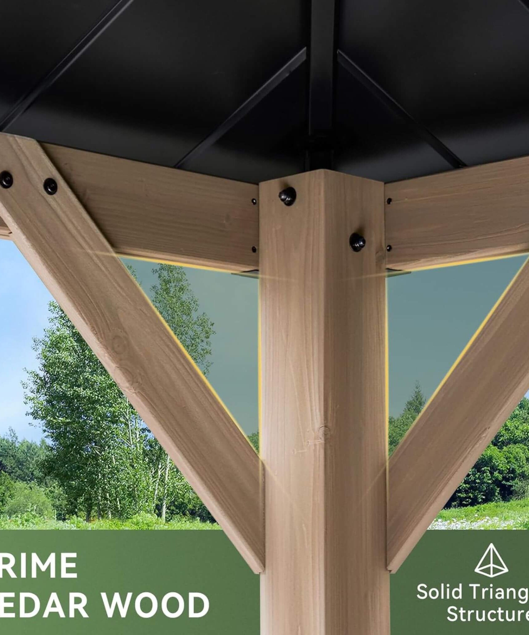 Alora Premium Outdoor Cedar Wood Galvanized Steel Hardtop Gazebo (SAK23907)