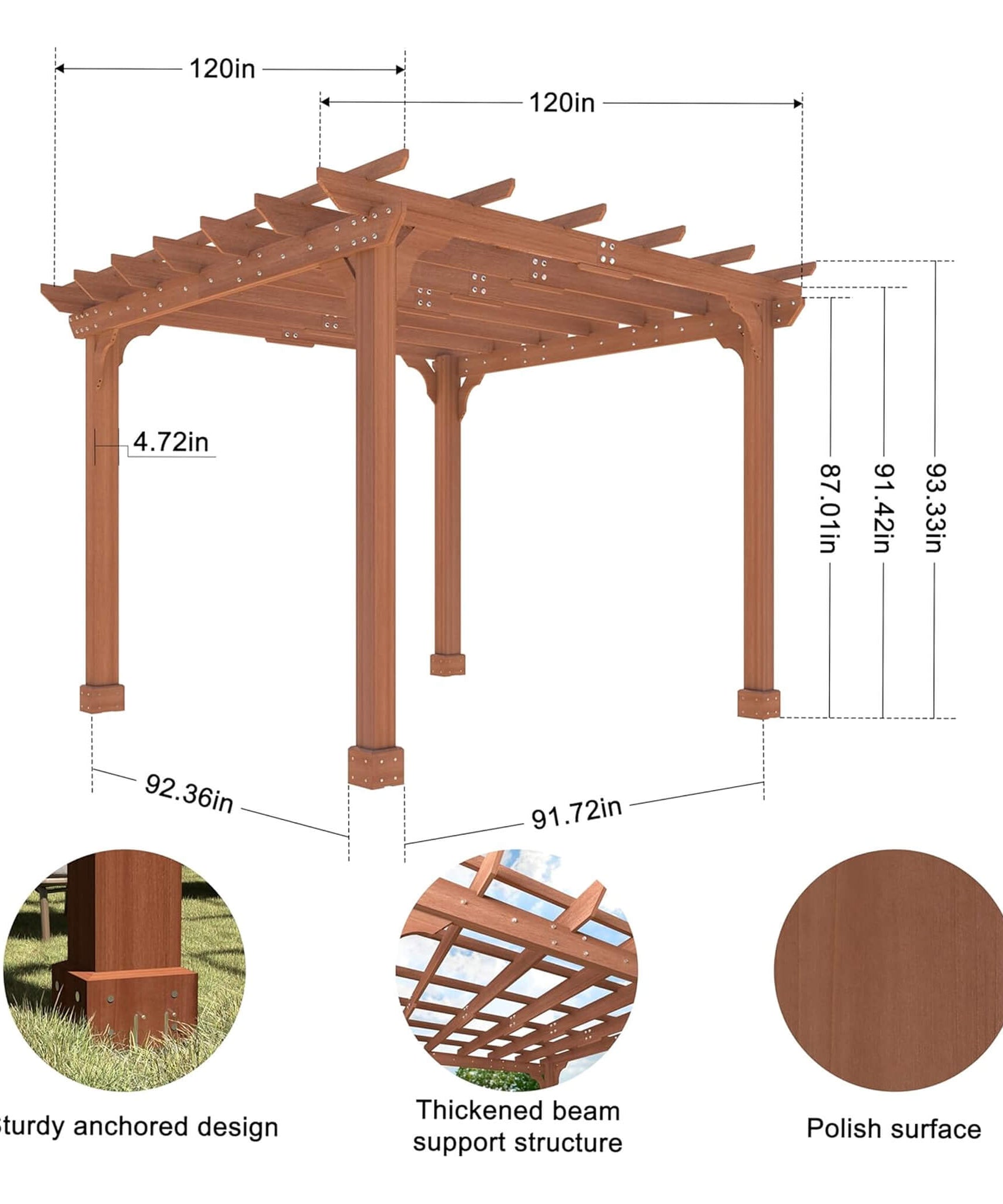 Alora Premium Outdoor Cedar Wood Pergola With Slatted Roof (SAK87024)